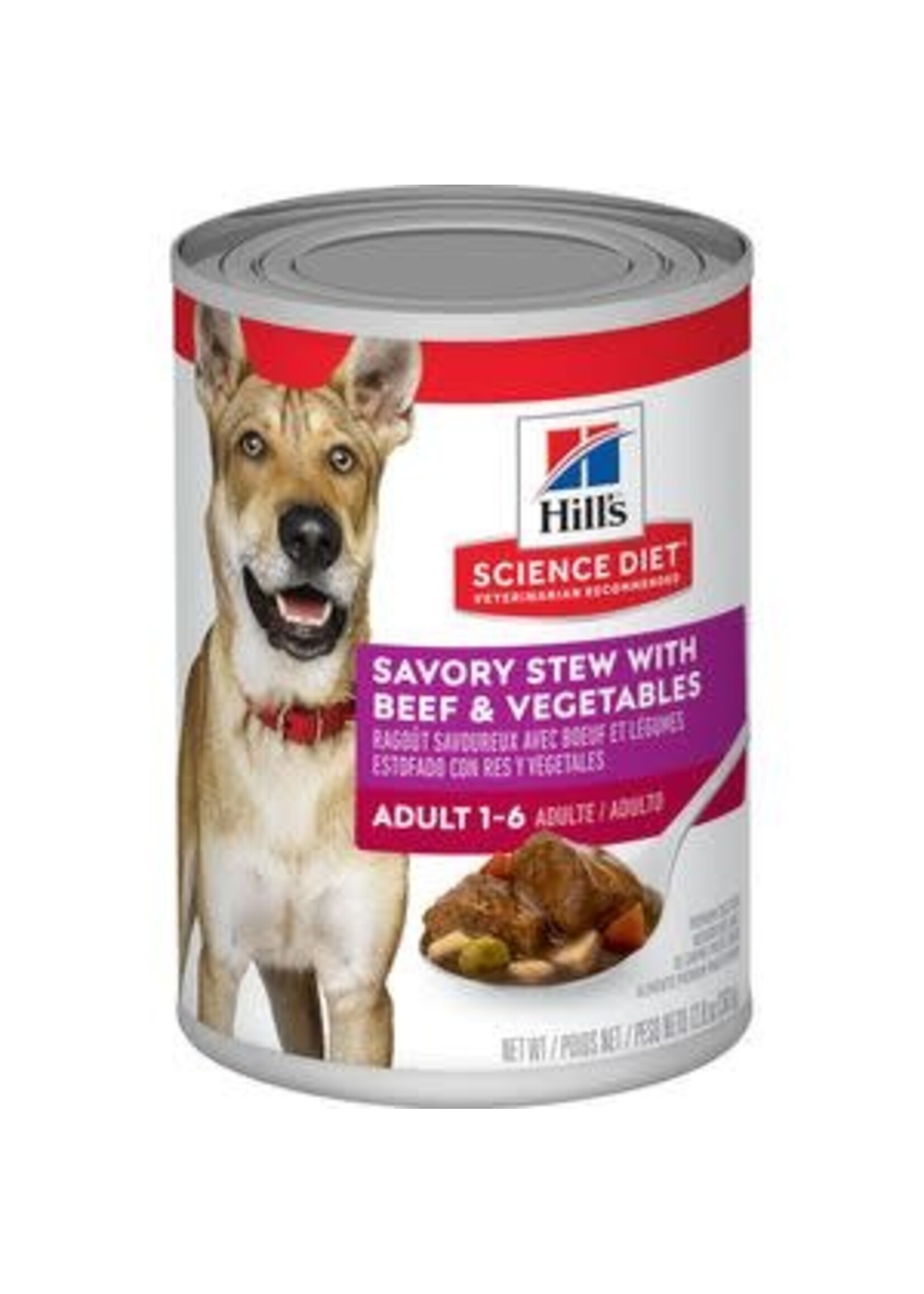 Hill's Science Diet HILL'S SCIENCE DIET DOG ADULT SAVORY STEW BEEF & VEGETABLES CAN 12.8OZ CASE OF 12