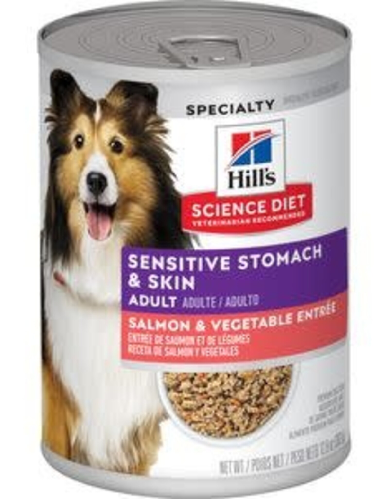 SCIENCE DIET HILL'S SCIENCE DIET DOG ADULT SENSITIVE STOMACH & SKIN SALMON CAN 12.8OZ CASE OF 12