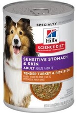 Hill's Science Diet HILL'S SCIENCE DIET DOG ADULT TURKEY & RICE STEW SENSITIVE STOMACH & SKIN 12.8OZ CAN CASE OF 12