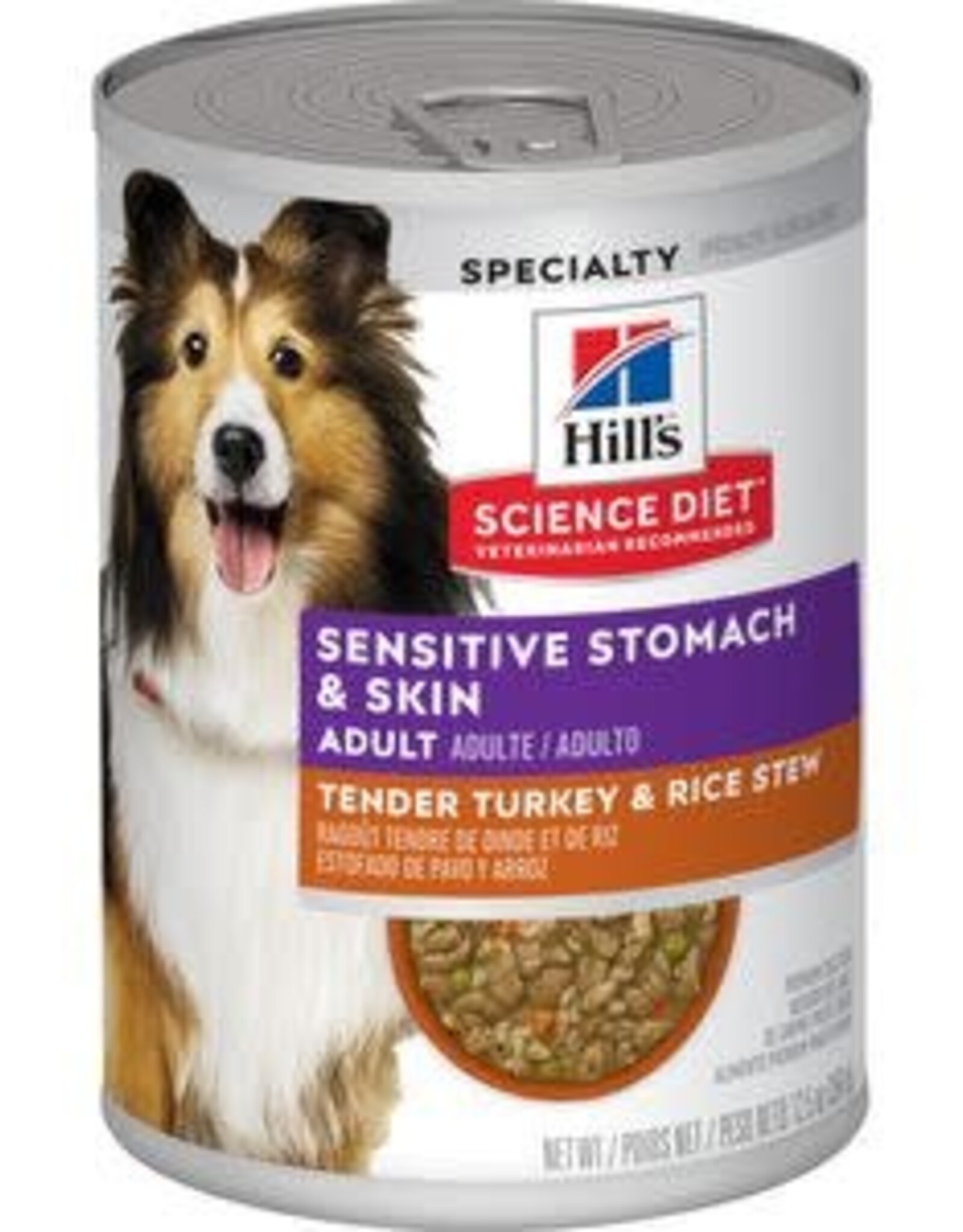 Hill's Science Diet HILL'S SCIENCE DIET DOG ADULT TURKEY & RICE STEW SENSITIVE STOMACH & SKIN 12.8OZ CAN CASE OF 12