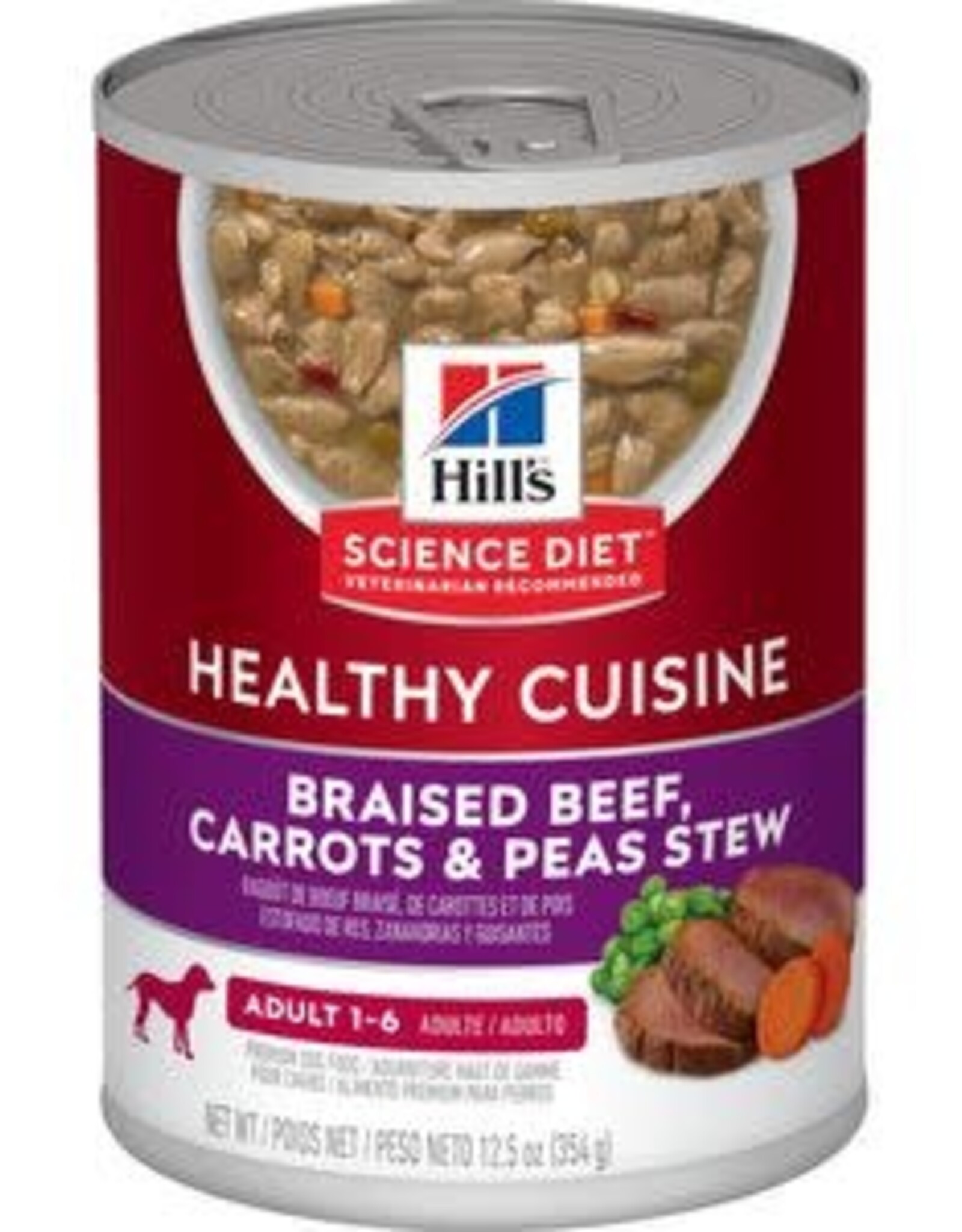 Hill's Science Diet HILL'S SCIENCE DIET DOG HEALTHY CUISINE ADULT 1-6 BEEF CARROTS & PEAS STEW CAN 12.5OZ CASE OF 12