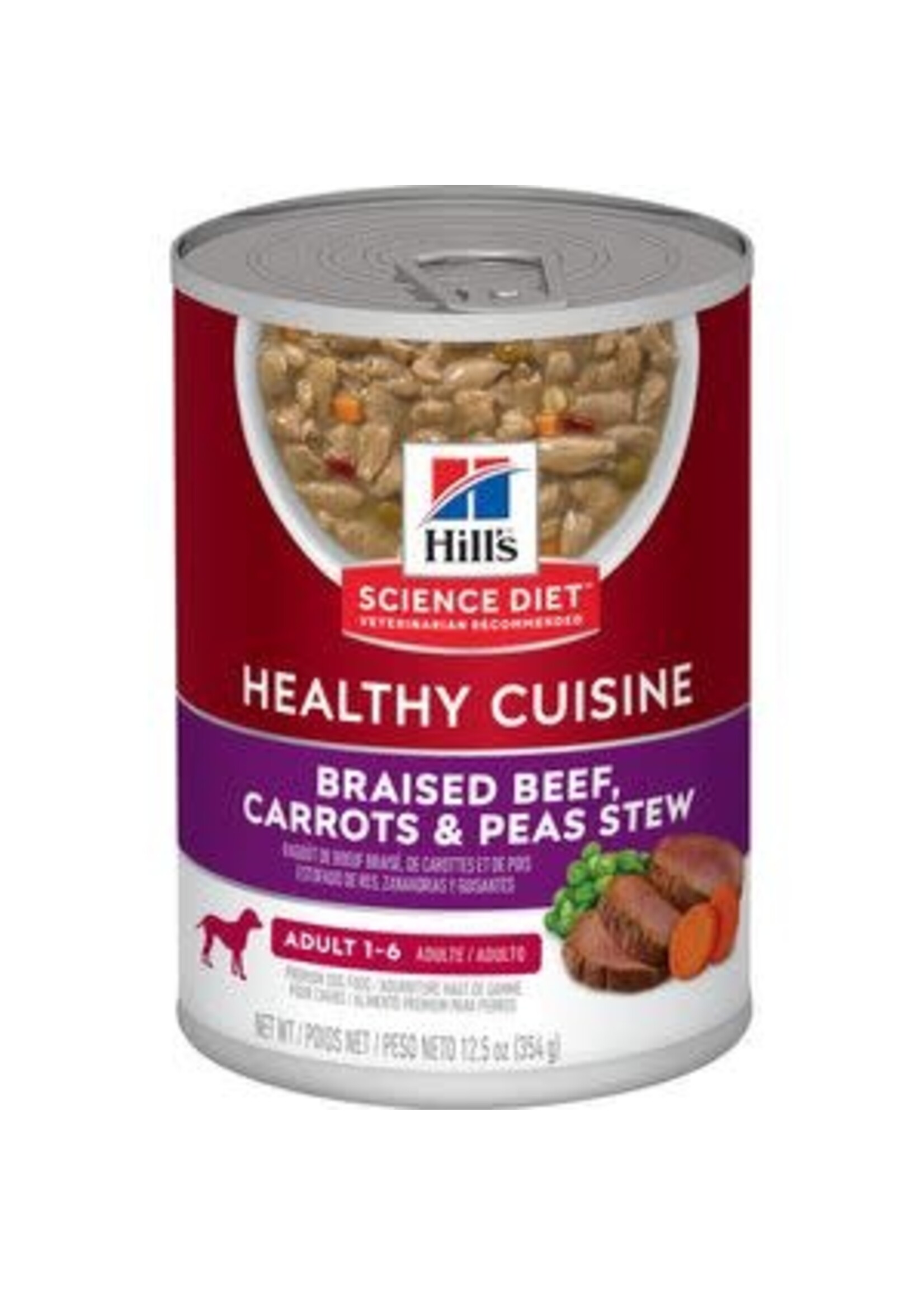 Hill's Science Diet HILL'S SCIENCE DIET DOG HEALTHY CUISINE ADULT 1-6 BEEF CARROTS & PEAS STEW CAN 12.5OZ CASE OF 12