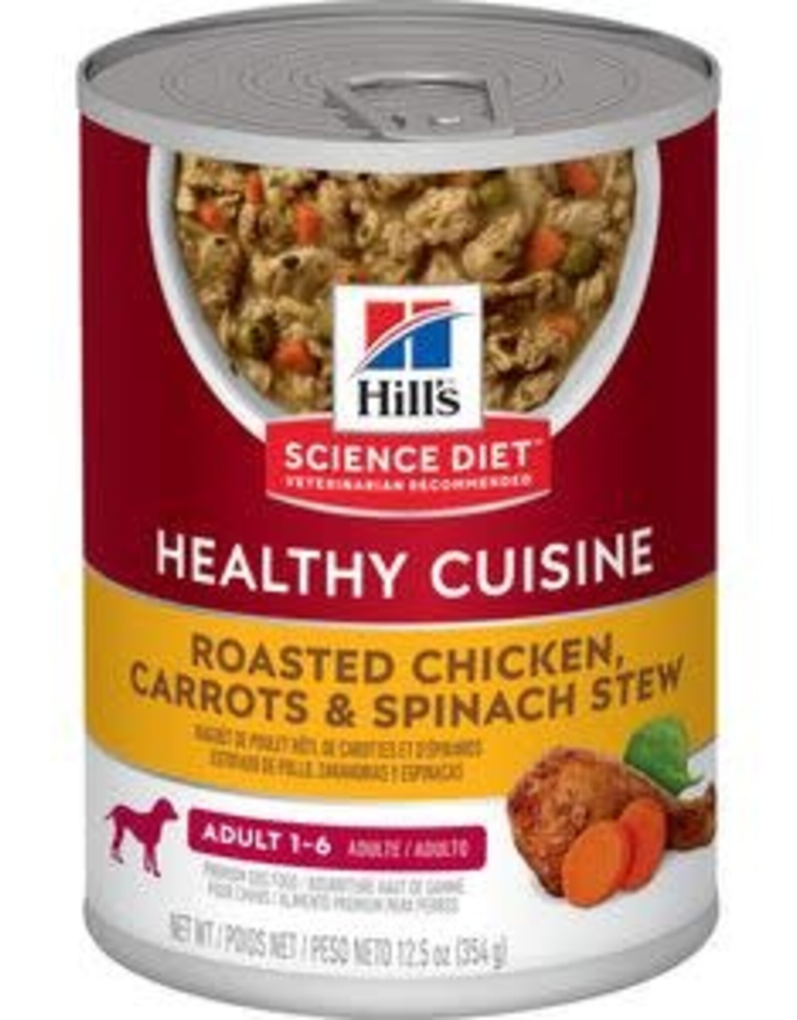 Hill's Science Diet HILL'S SCIENCE DIET DOG HEALTHY CUISINE ADULT 1-6 CHICKEN CARROTS & SPINACH STEW CAN 12.5OZ CASE OF 12