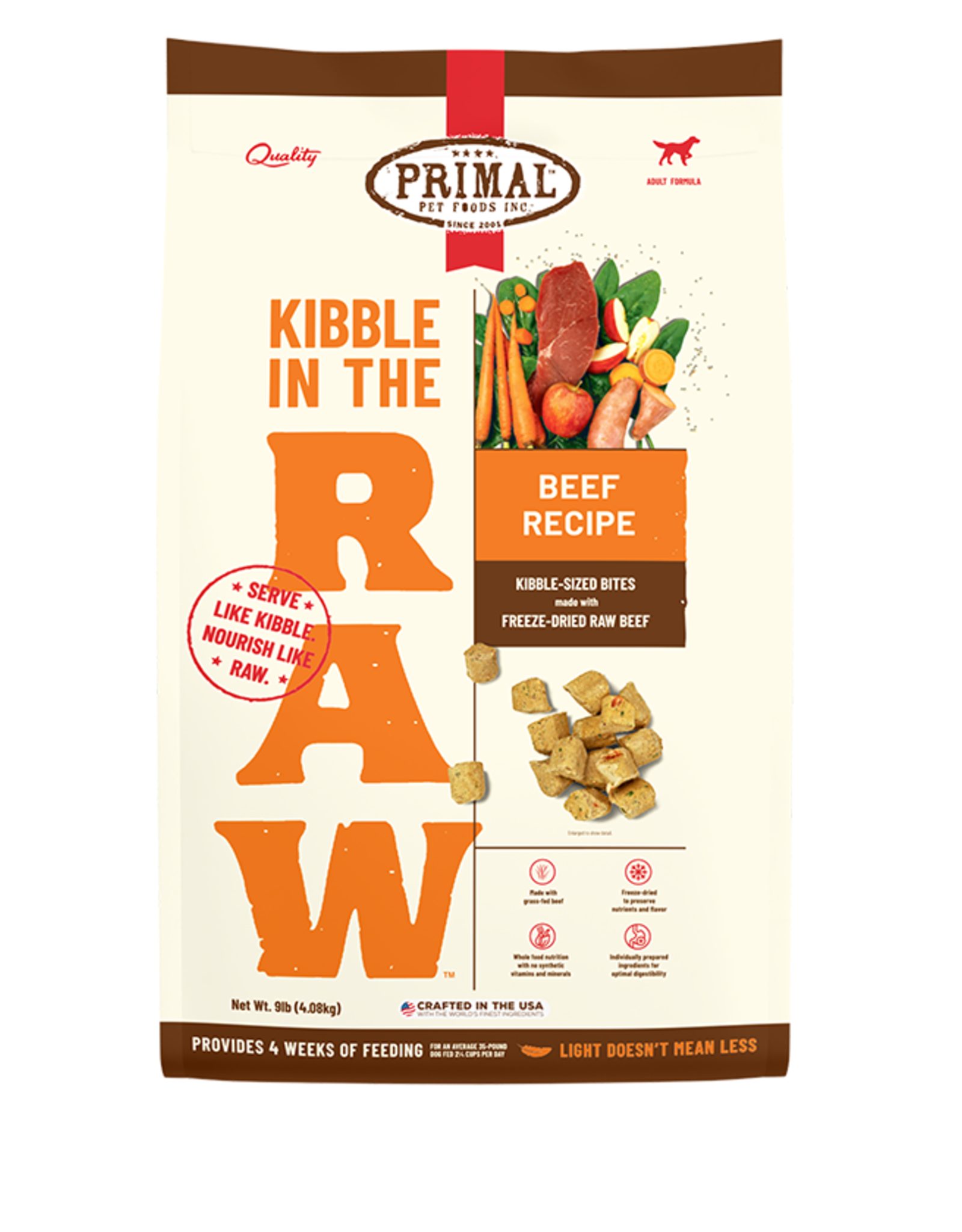 PRIMAL PET FOODS PRIMAL DOG FREEZE-DRIED KIBBLE IN THE RAW BEEF 9LB