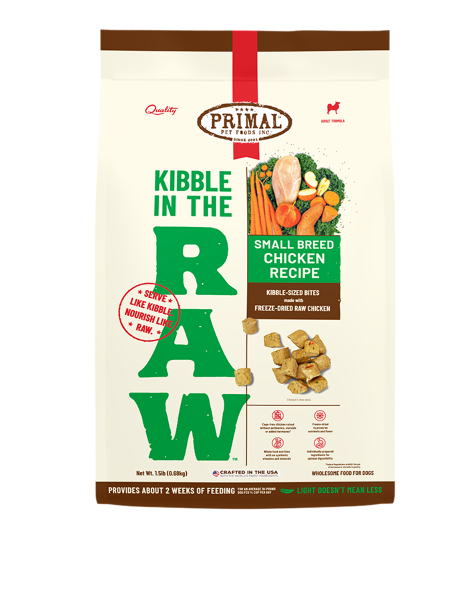 PRIMAL PET FOODS PRIMAL DOG FREEZE-DRIED KIBBLE IN THE RAW SMALL BREED 1.5LB