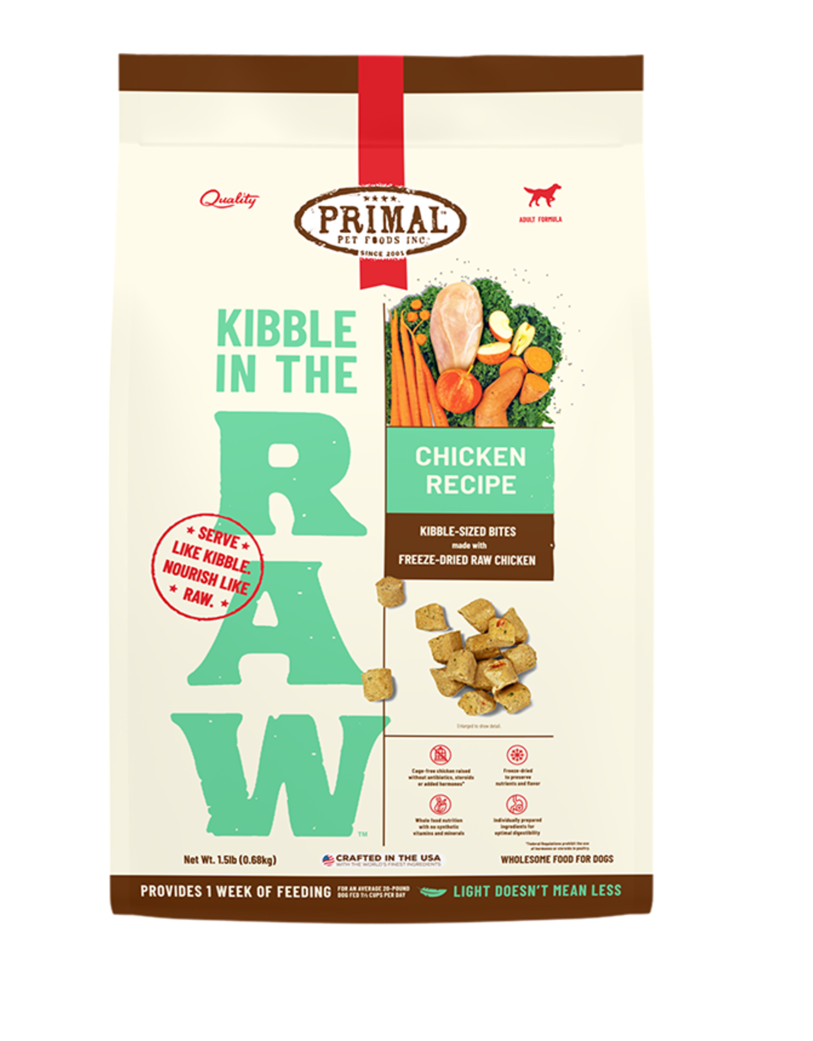 PRIMAL PET FOODS PRIMAL DOG FREEZE-DRIED KIBBLE IN THE RAW CHICKEN 1.5LB