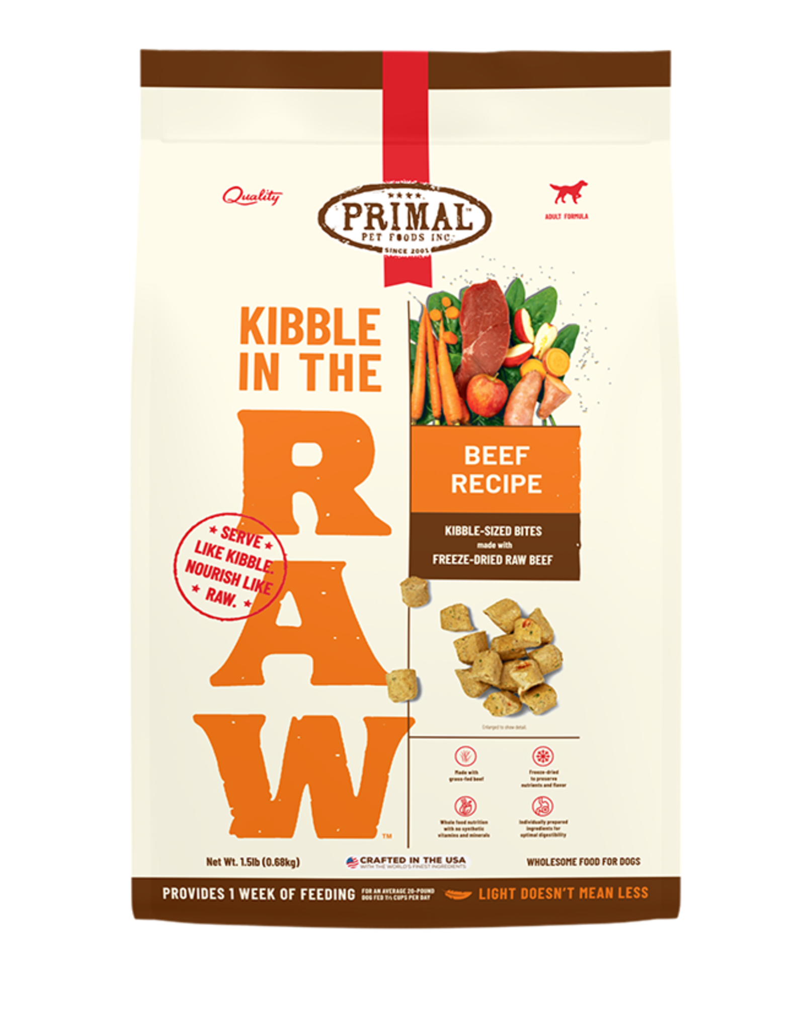 Primal PRIMAL DOG FREEZE-DRIED KIBBLE IN THE RAW BEEF 1.5LB