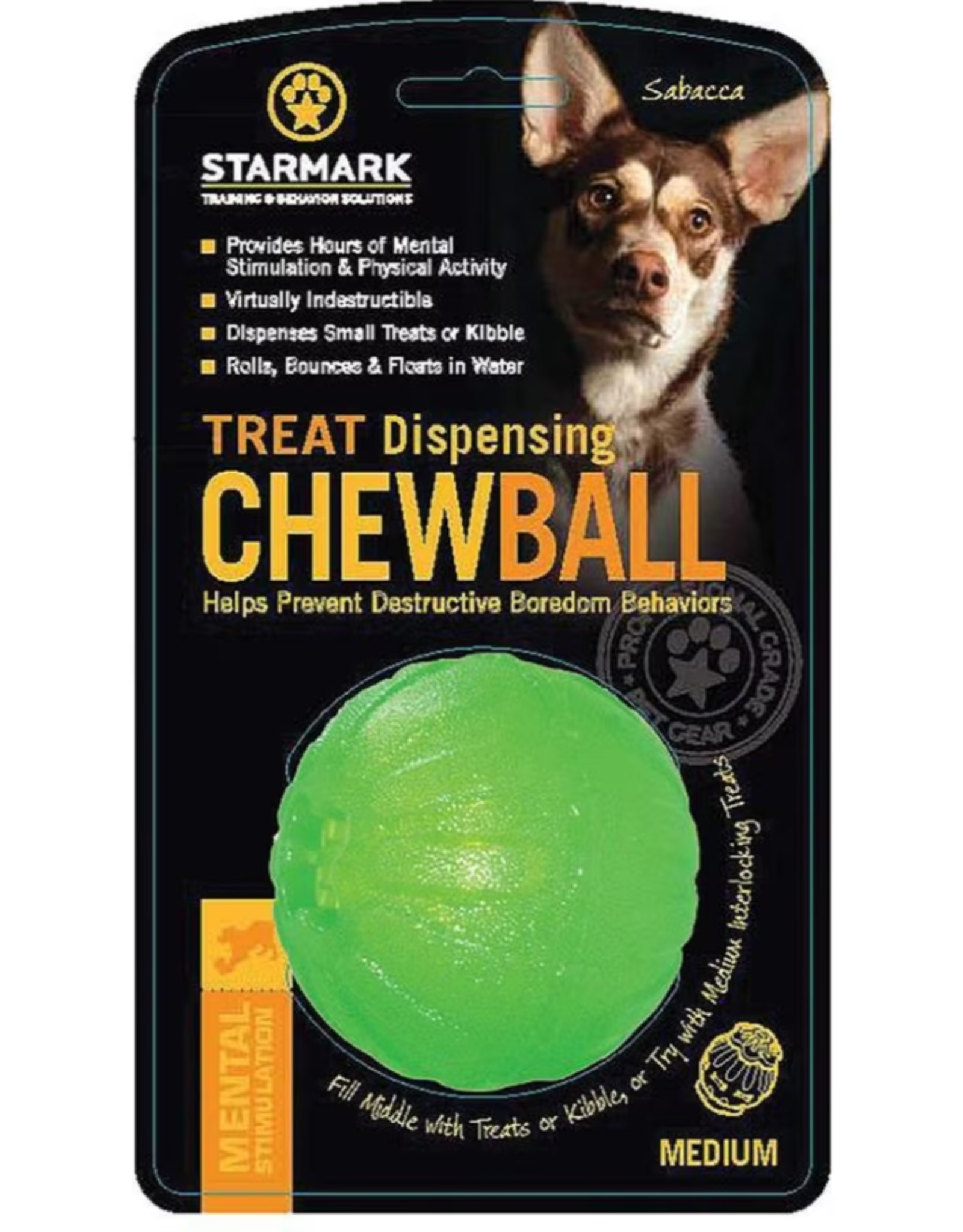 Starmark Starmark Chew Ball Treat Dispensing Dog Toy Medium
