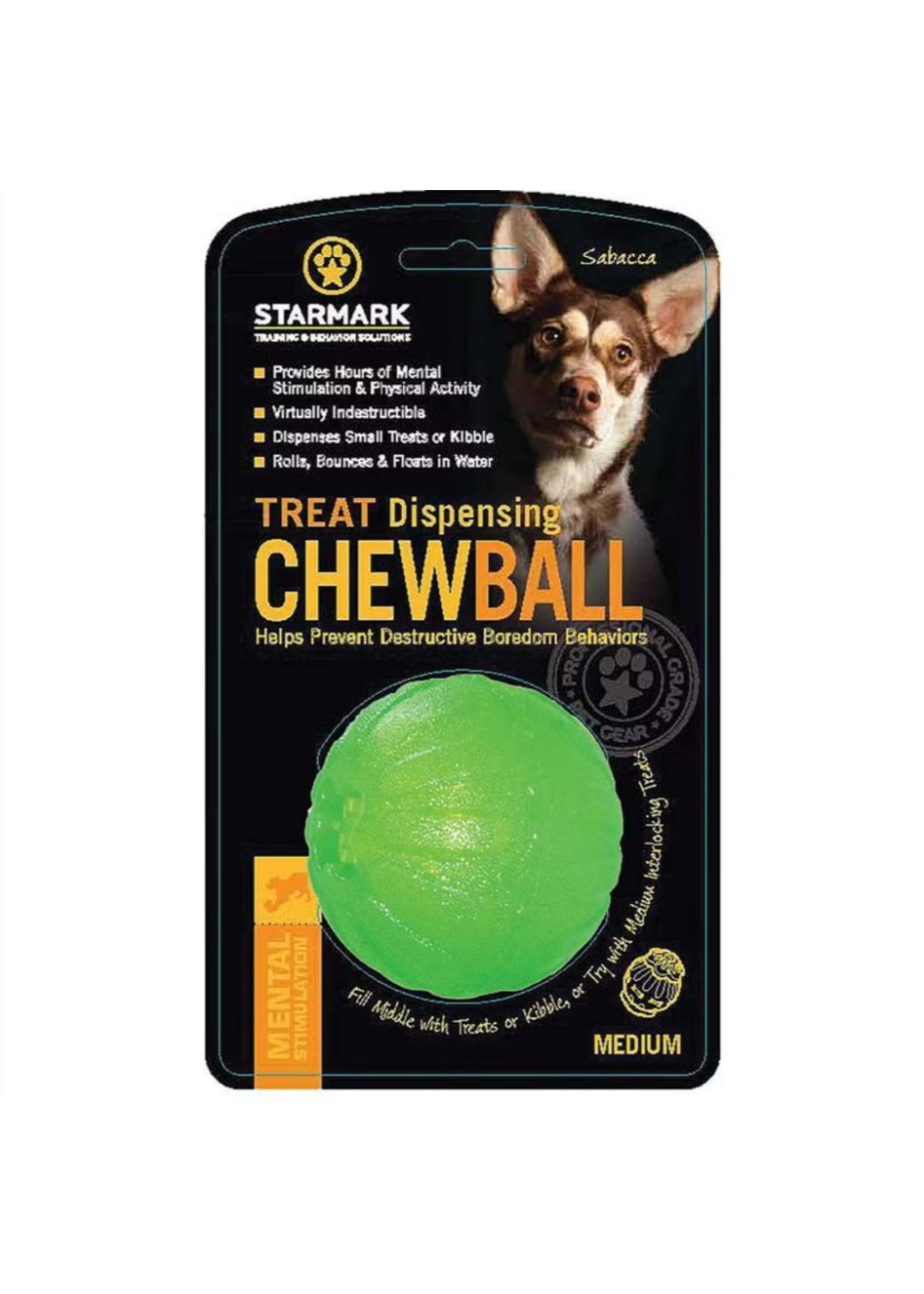 Starmark Starmark Chew Ball Treat Dispensing Dog Toy Medium