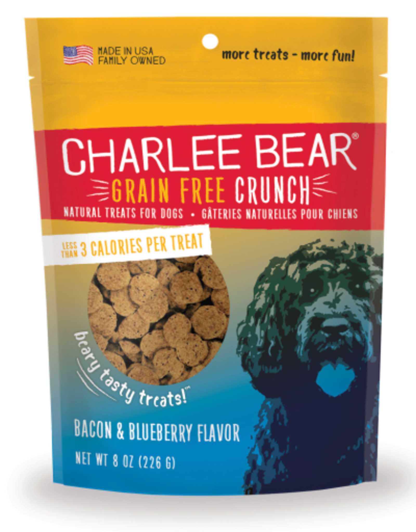 CHARLEE BEAR CHARLEE BEAR CRUNCH GRAIN FREE TREAT BACON & BLUEBERRY 8OZ