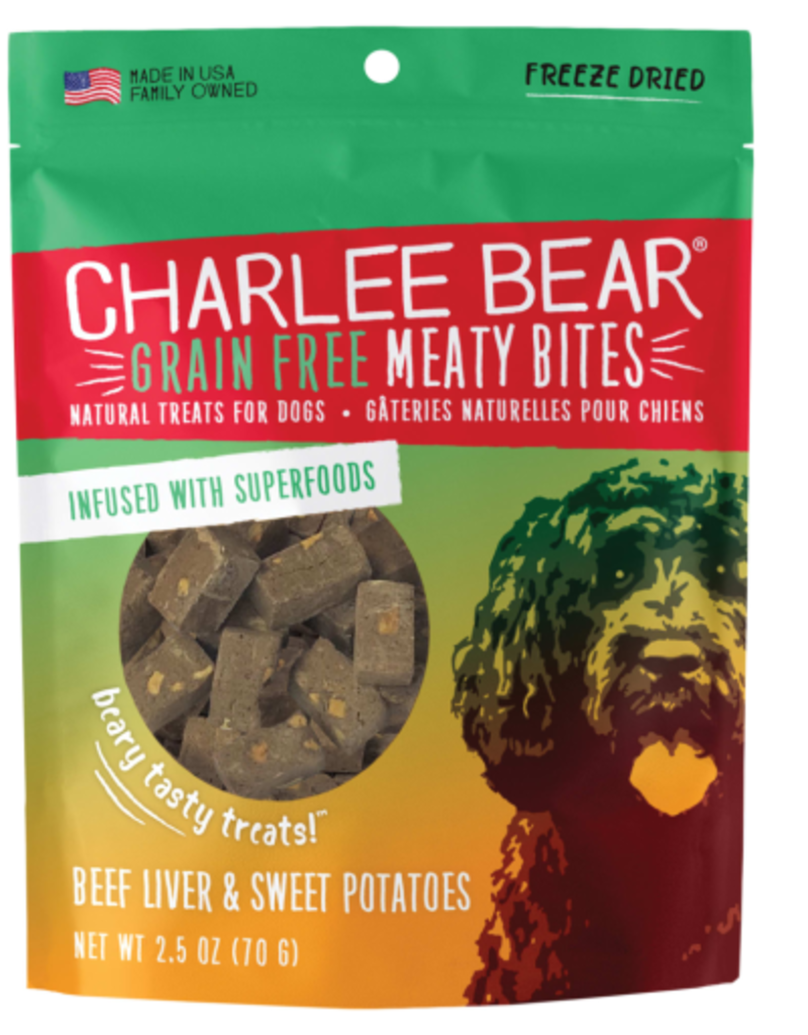 CHARLEE BEAR CHARLEE BEAR TREATS MEATY BITES BEEF LIVER & SWEET POTATOES 2.5OZDISCONTINUED
