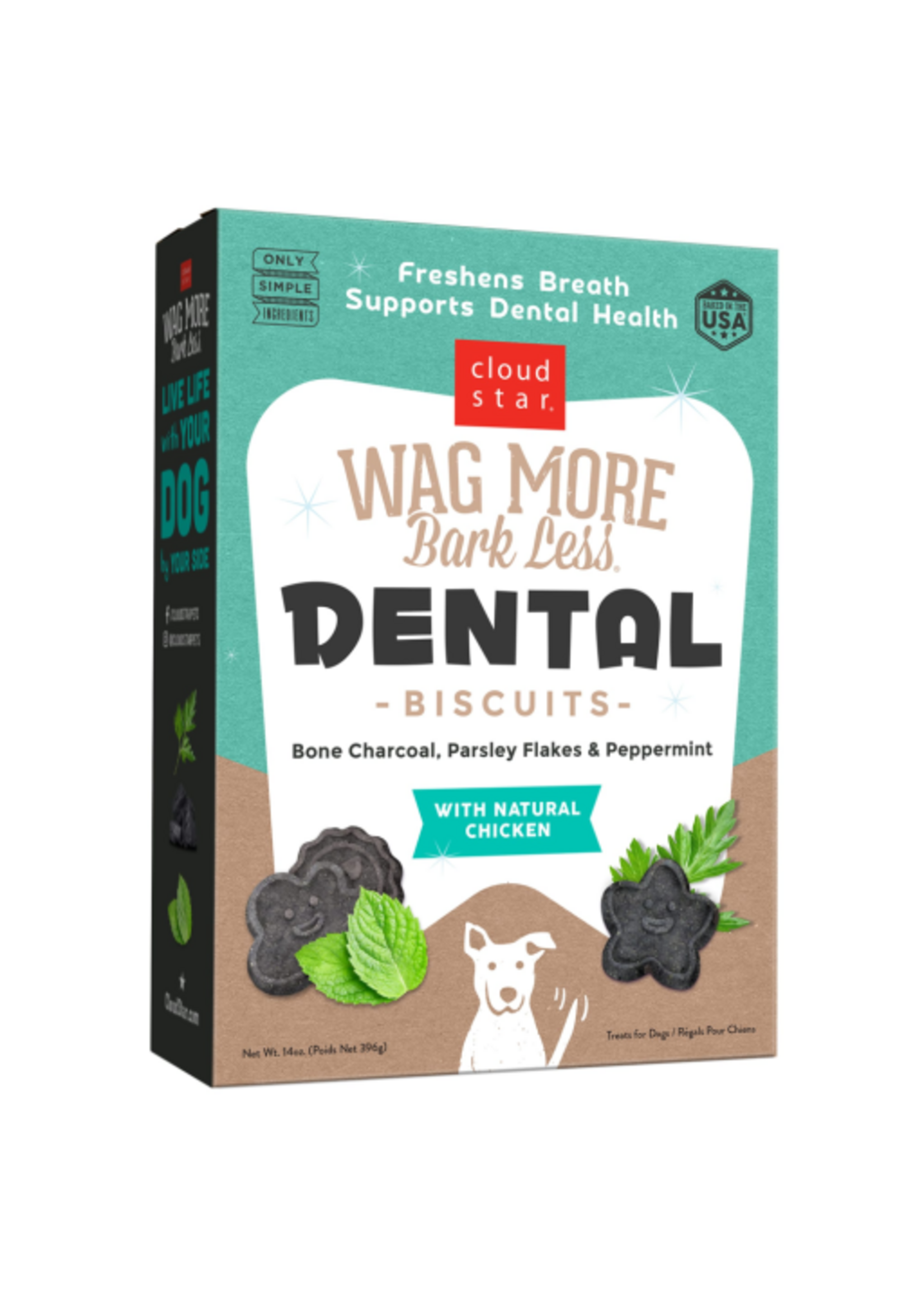 Cloud Star Cloud Star Wag More Bark Less Dental Chicken Charcoal Dog Treats - 14 oz