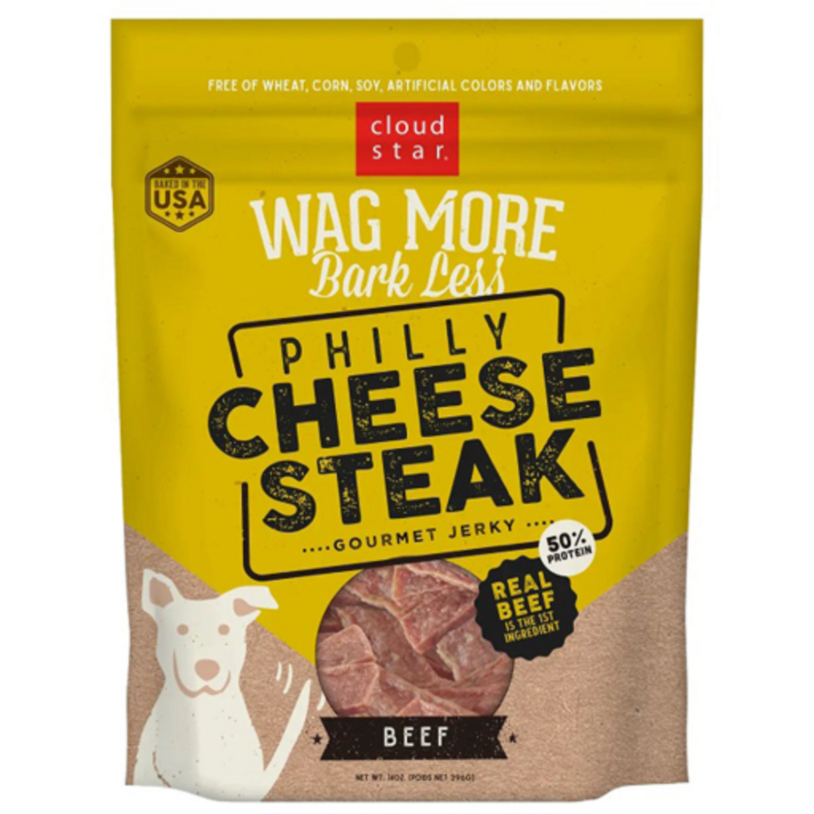 Cloud Star Cloud Star Wag More Bark Less Jerky Philly Cheesesteak Beef Dog Treats - 10 oz