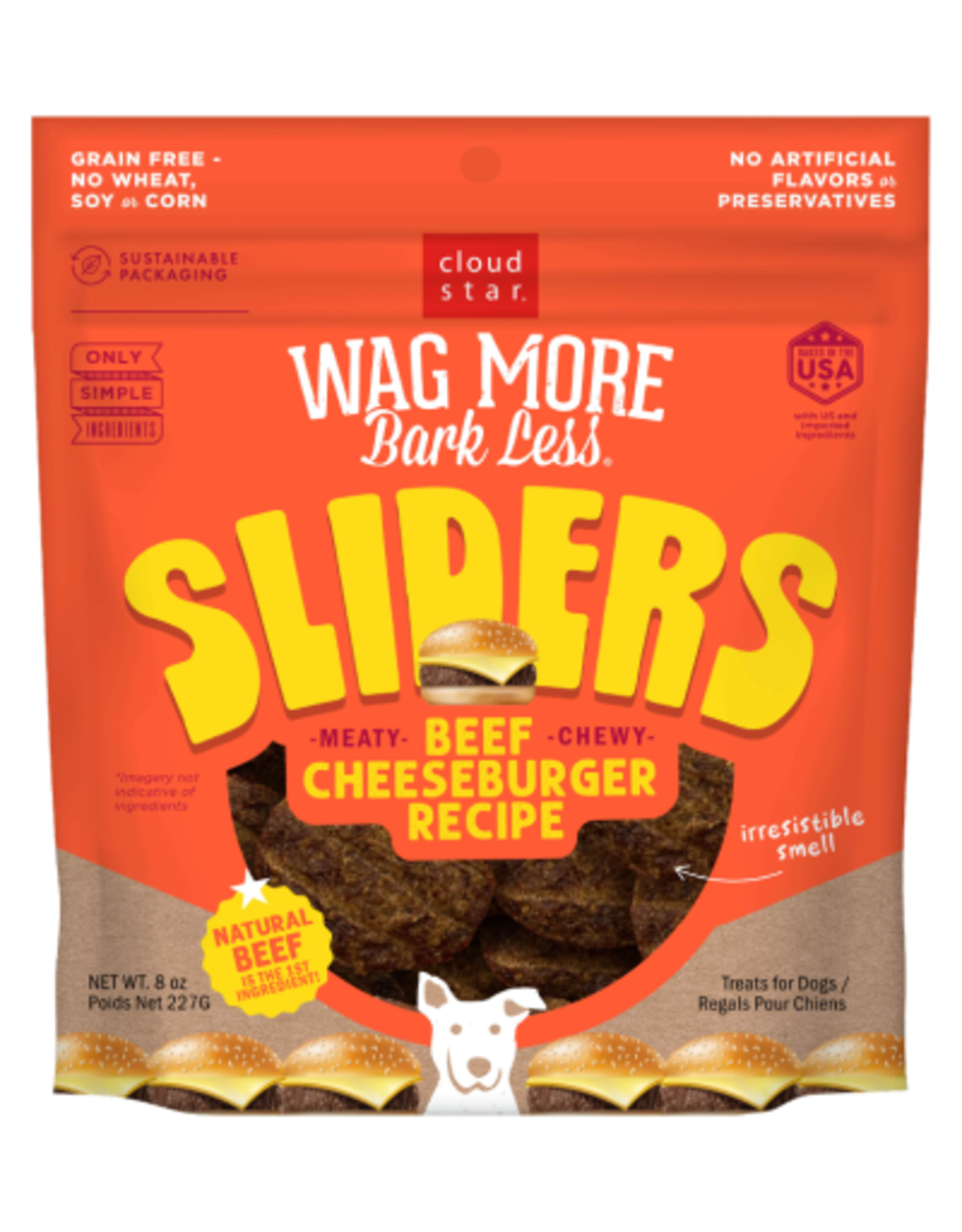 CLOUD STAR Cloud Star Wag More Bark Less Sliders Beef Cheeseburger Dog Treats 8 oz