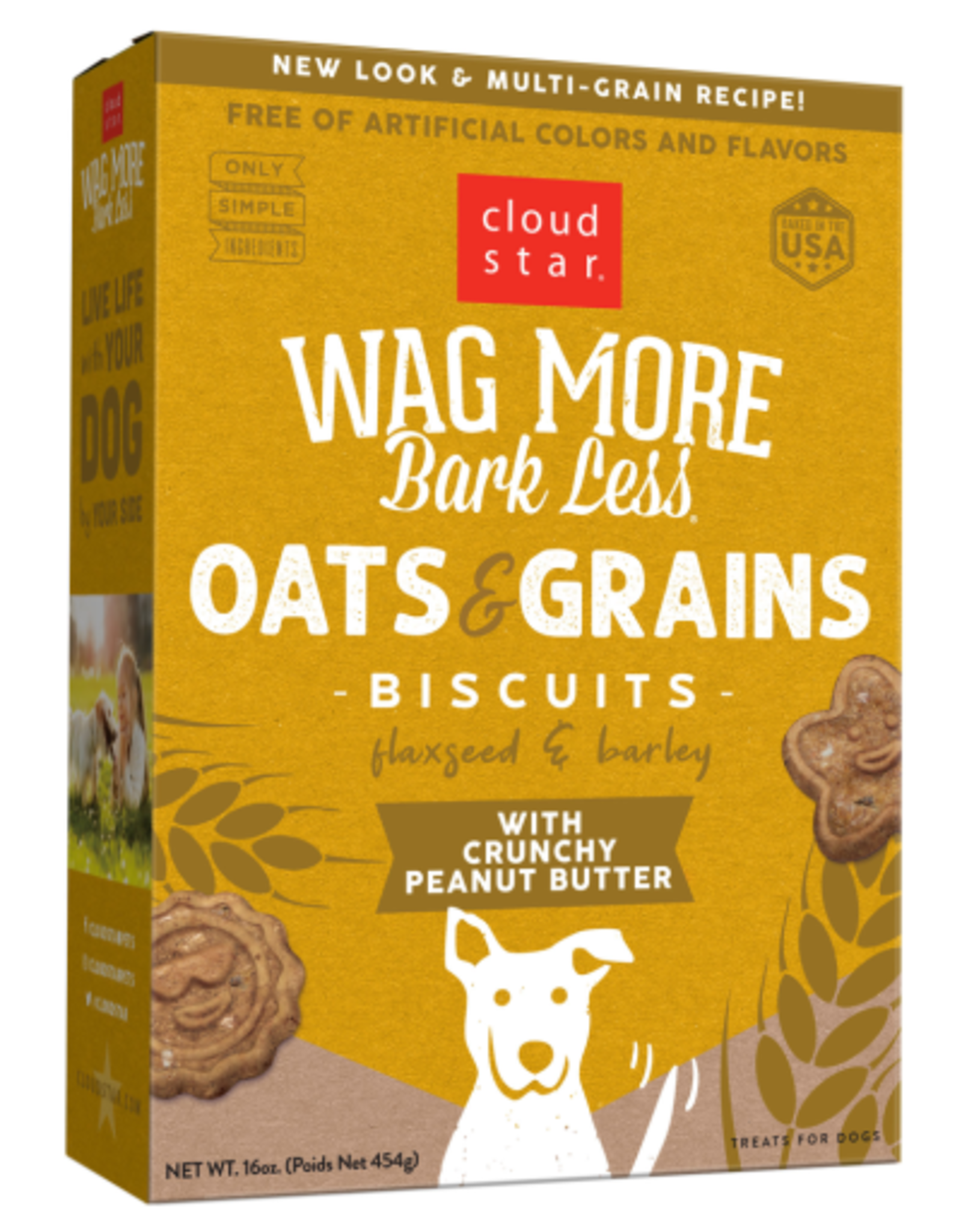 CLOUD STAR Cloud Star Wag More Bark Less OATS & GRAINS CRUNCHY PEANUT BUTTER Dog Treats 16 OZ