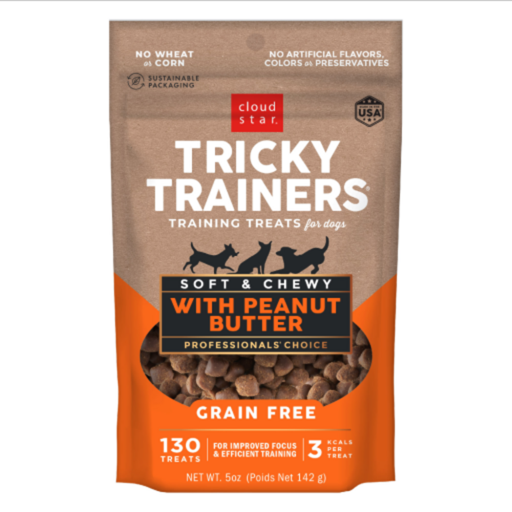Cloud Star Cloud Star Tricky Trainers Peanut Butter Soft & Chewy Dog Treats - 5 oz