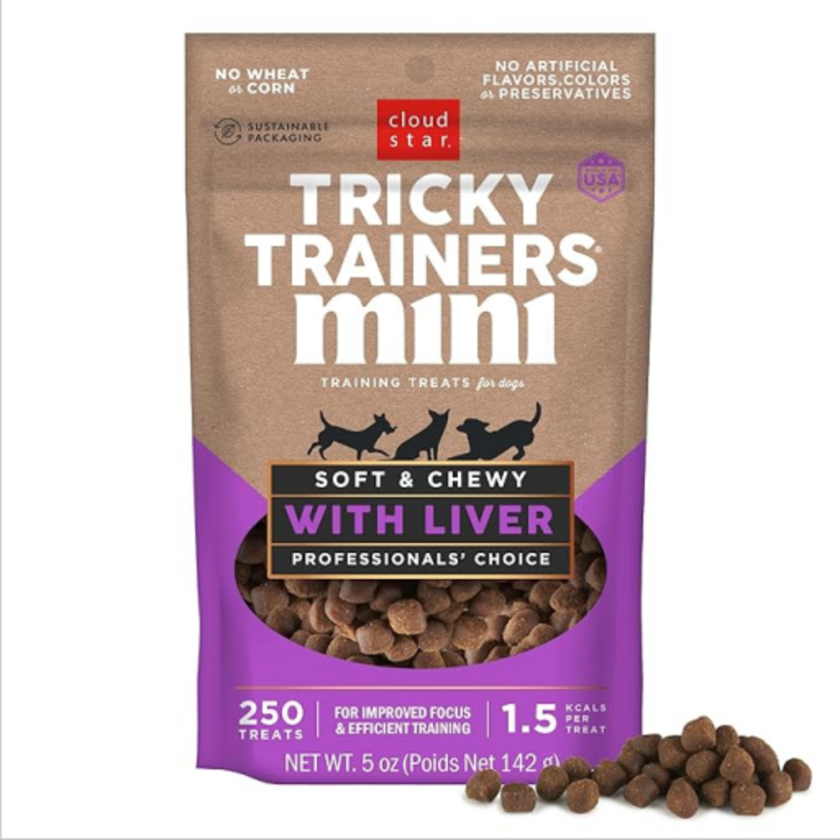 Cloud Star Cloud Star Tricky Trainers Mini Liver Soft & Chewy Dog Treats - 5 oz