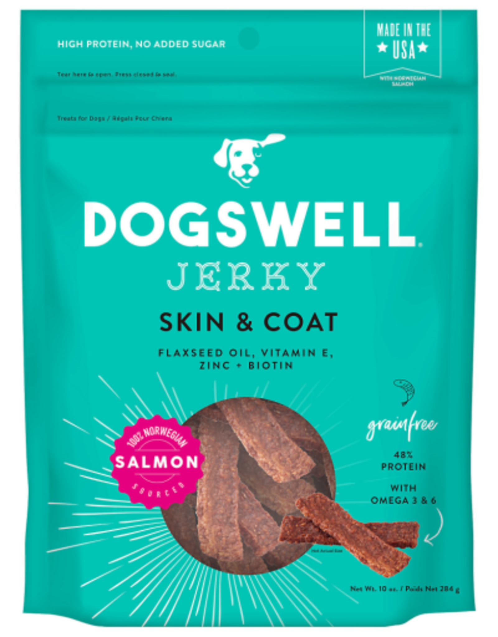 Dogswell Dogswell Skin & Coat Jerky Grain-Free Salmon for Dogs 10 oz