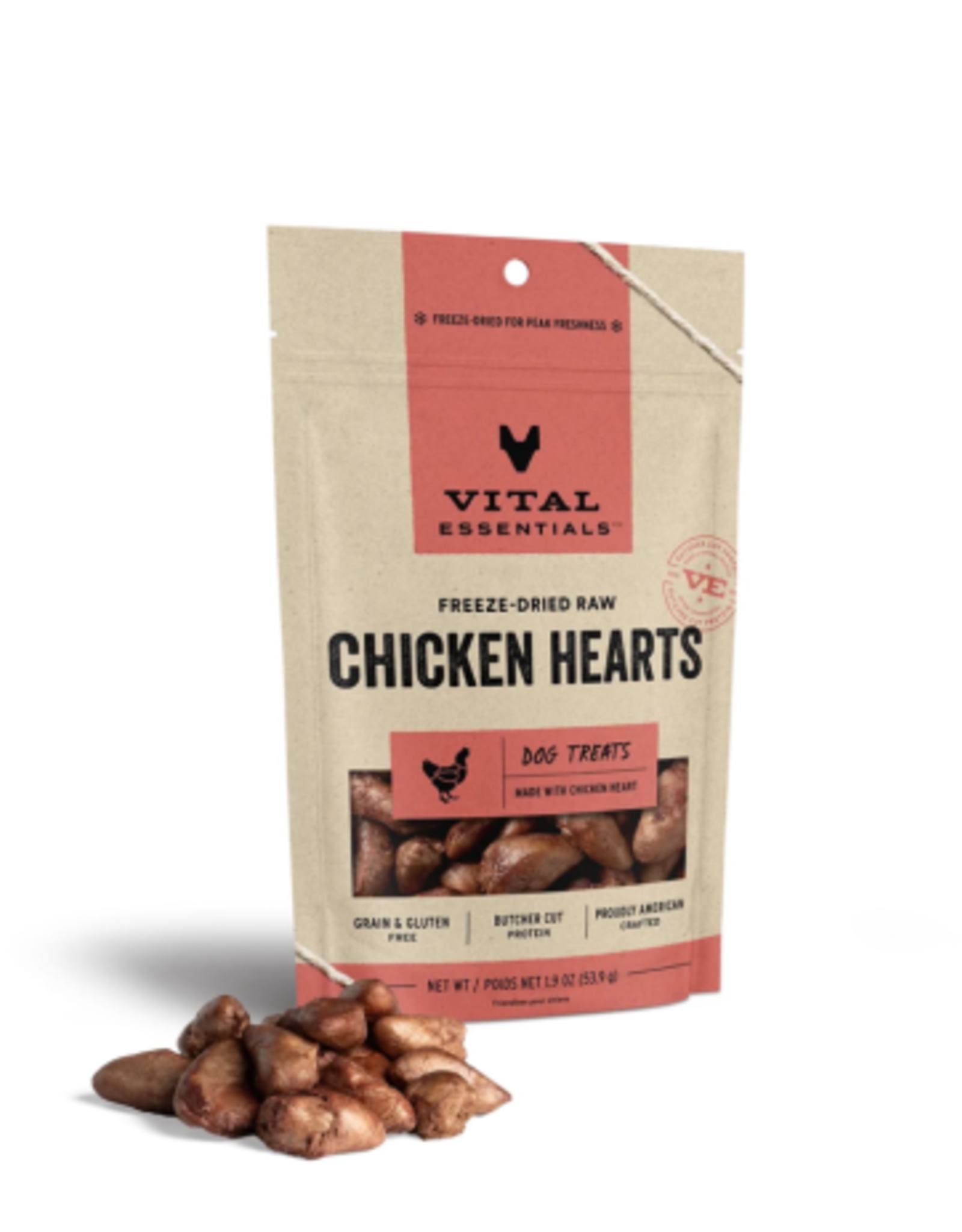 VITAL ESSENTIALS Vital Essentials Freeze Dried CHICKEN HEARTS Dog Treats 1.9 oz