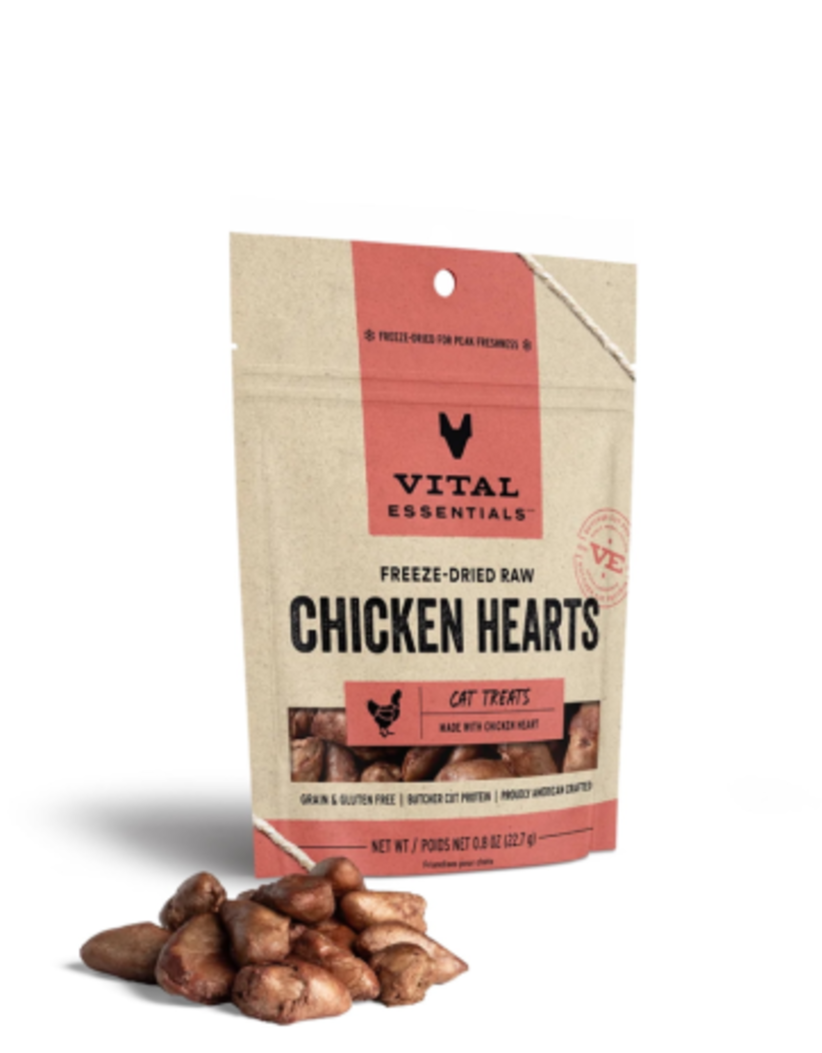 VITAL ESSENTIALS VITAL ESSENTIALS CAT FREEZE-DRIED TREAT CHICKEN HEARTS 0.8OZ
