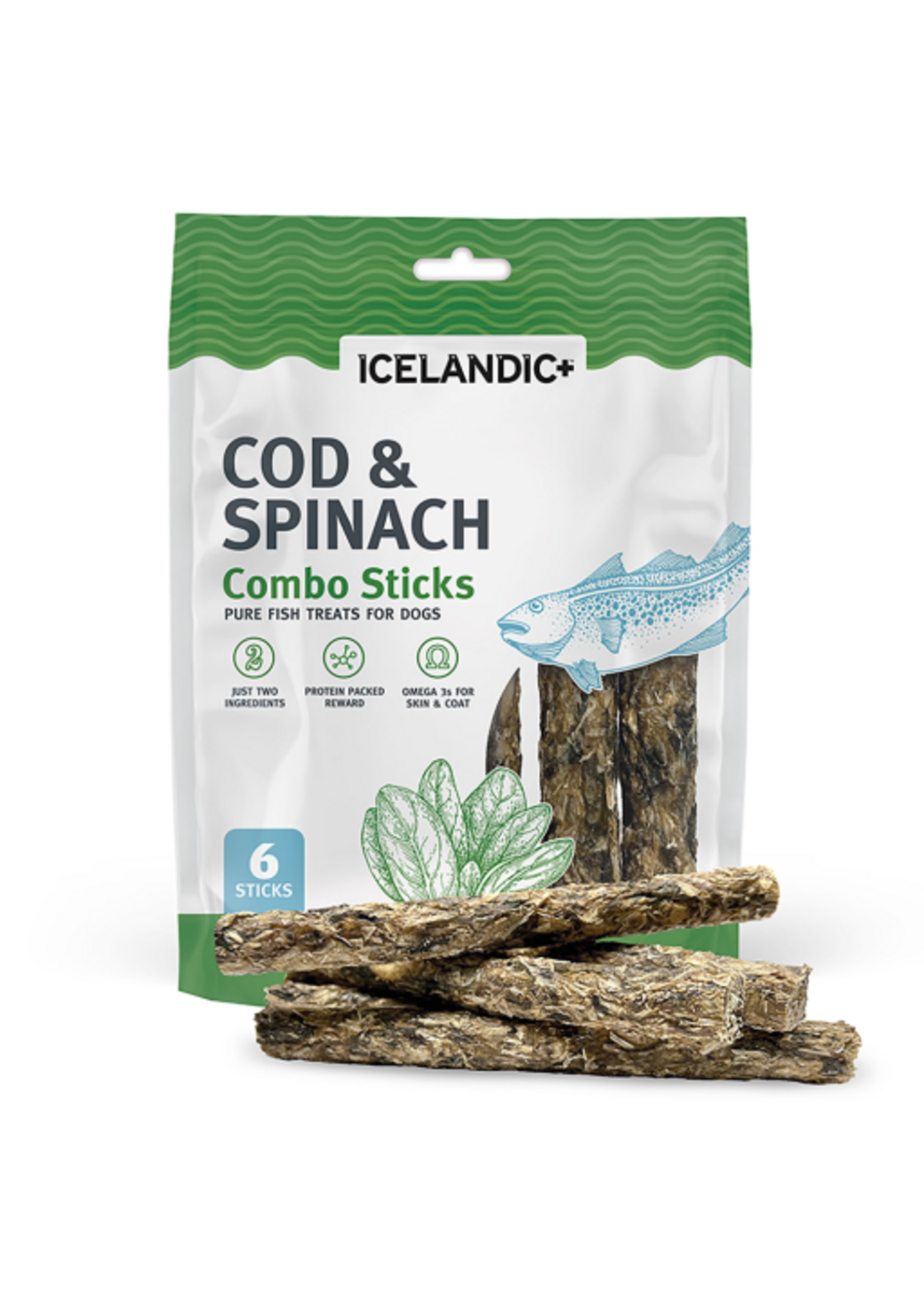 Icelandic+ Icelandic+ Cod & Spinach Combo Sticks Dog Treats 2 oz