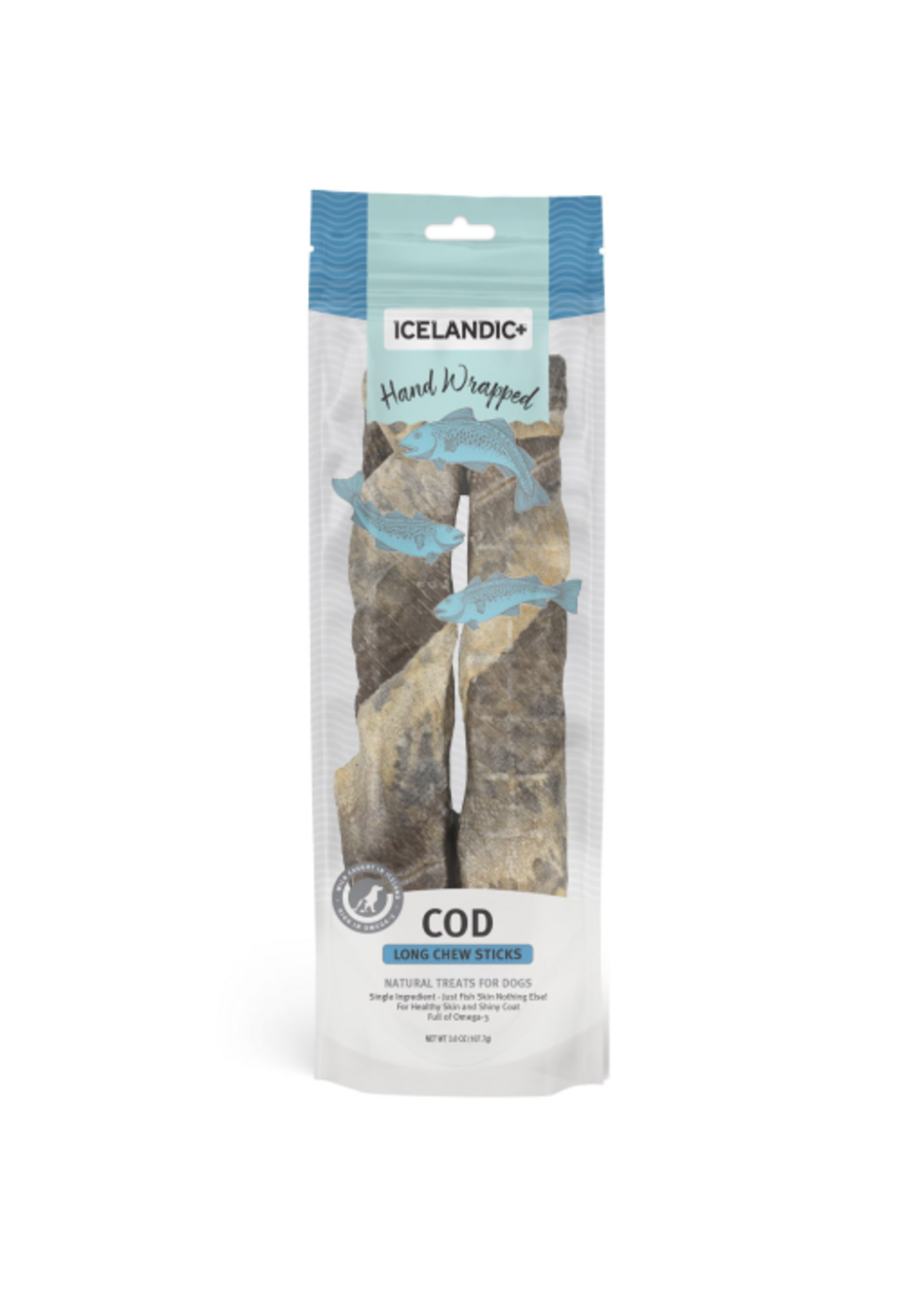 Icelandic+ Icelandic+ Cod Skin 10"  Long Hand Wrapped Dog Chew Stick  2-Pack  3.2-oz Bag
