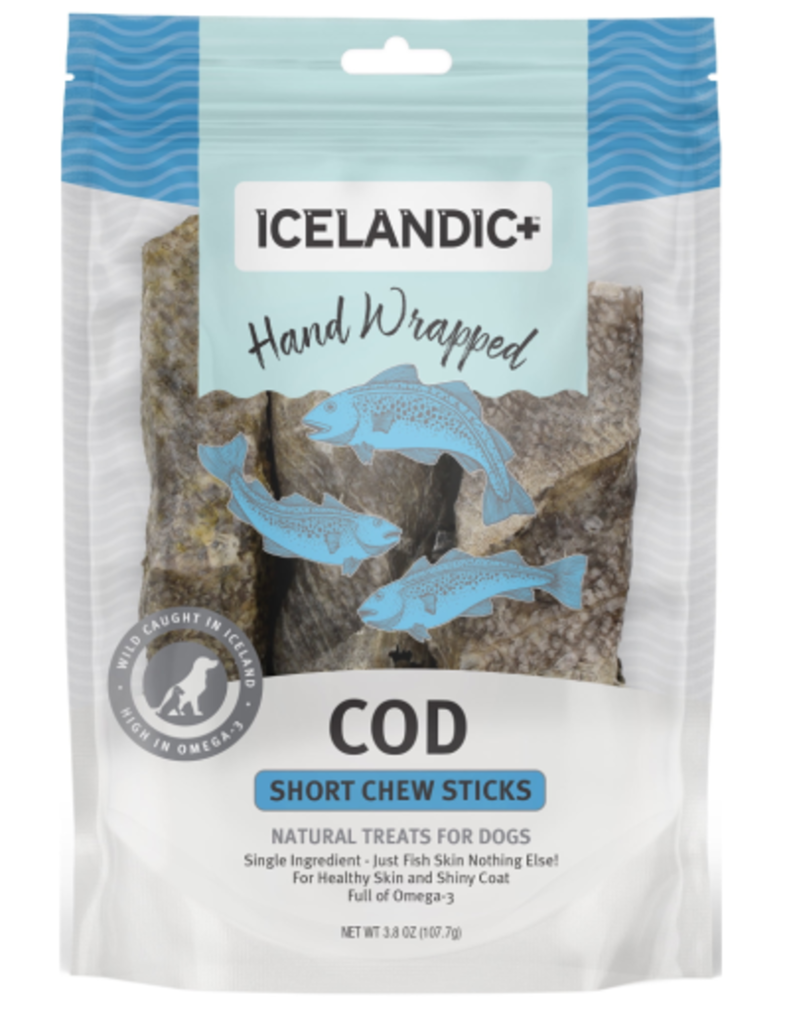 Icelandic+ Icelandic+ Cod Skin 5"  Short Hand Wrapped Dog Chew Stick  3-Pack  2.8-oz Bag