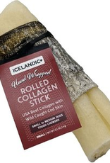 Icelandic+ Icelandic+ Beef Rolled Collagen Stick with Wrapped Fish 4"  Dog Treat