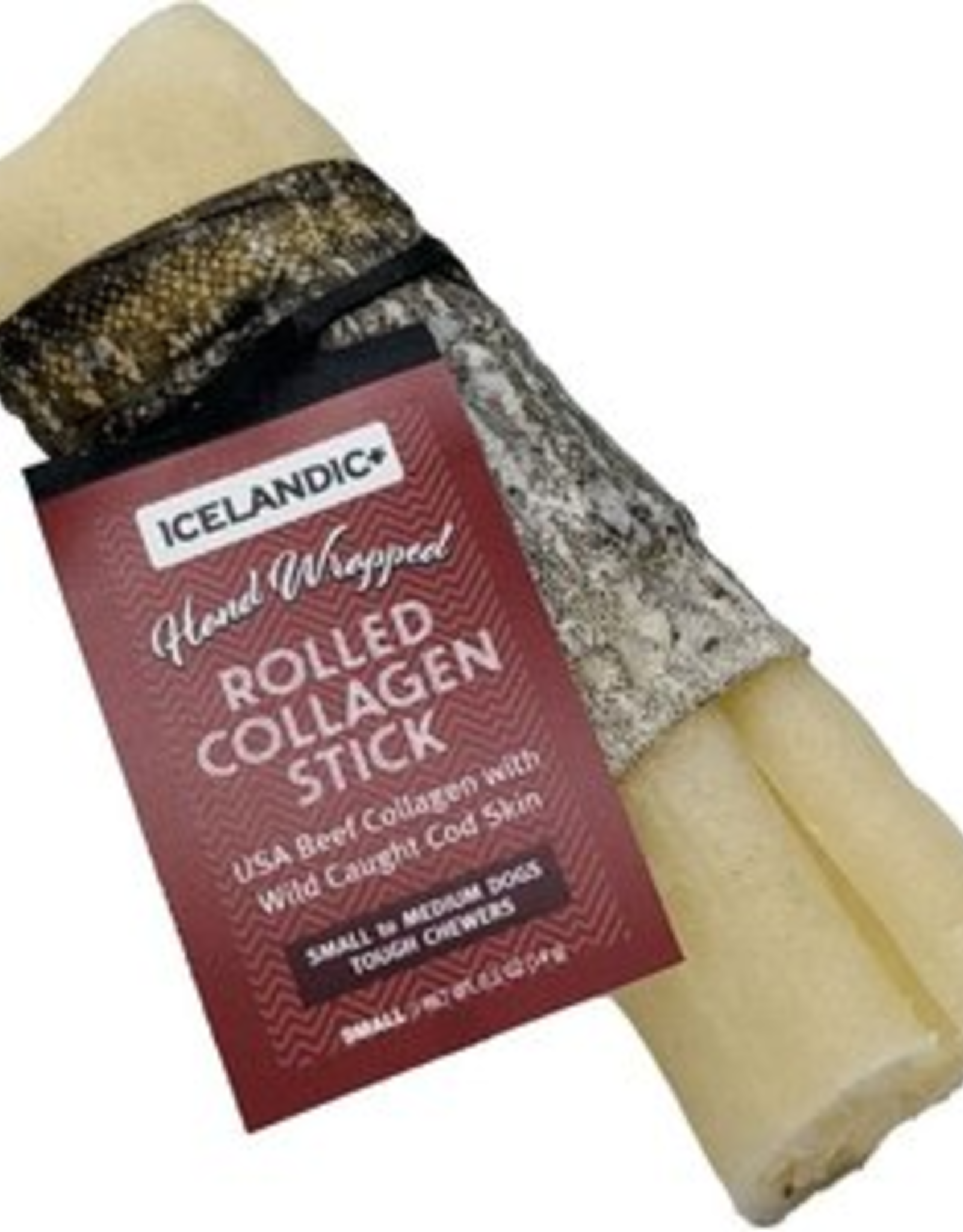 Icelandic+ Icelandic+ Beef Rolled Collagen Stick with Wrapped Fish 4"  Dog Treat
