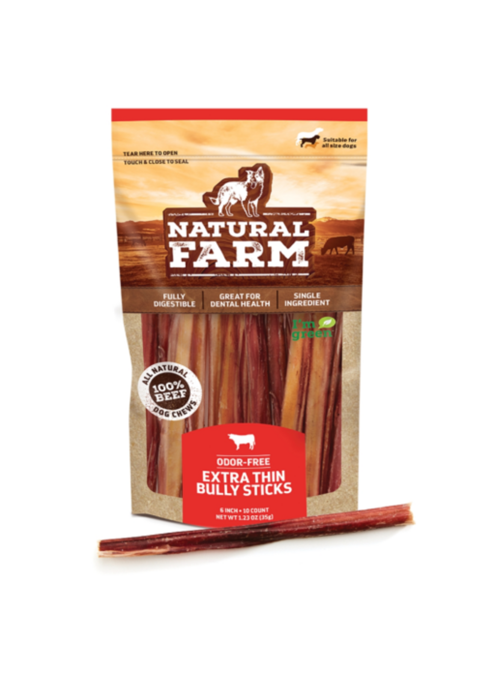 Natural Farm Natural Farm Extra Thin Bully Sticks Odor Free 6" 10-pack