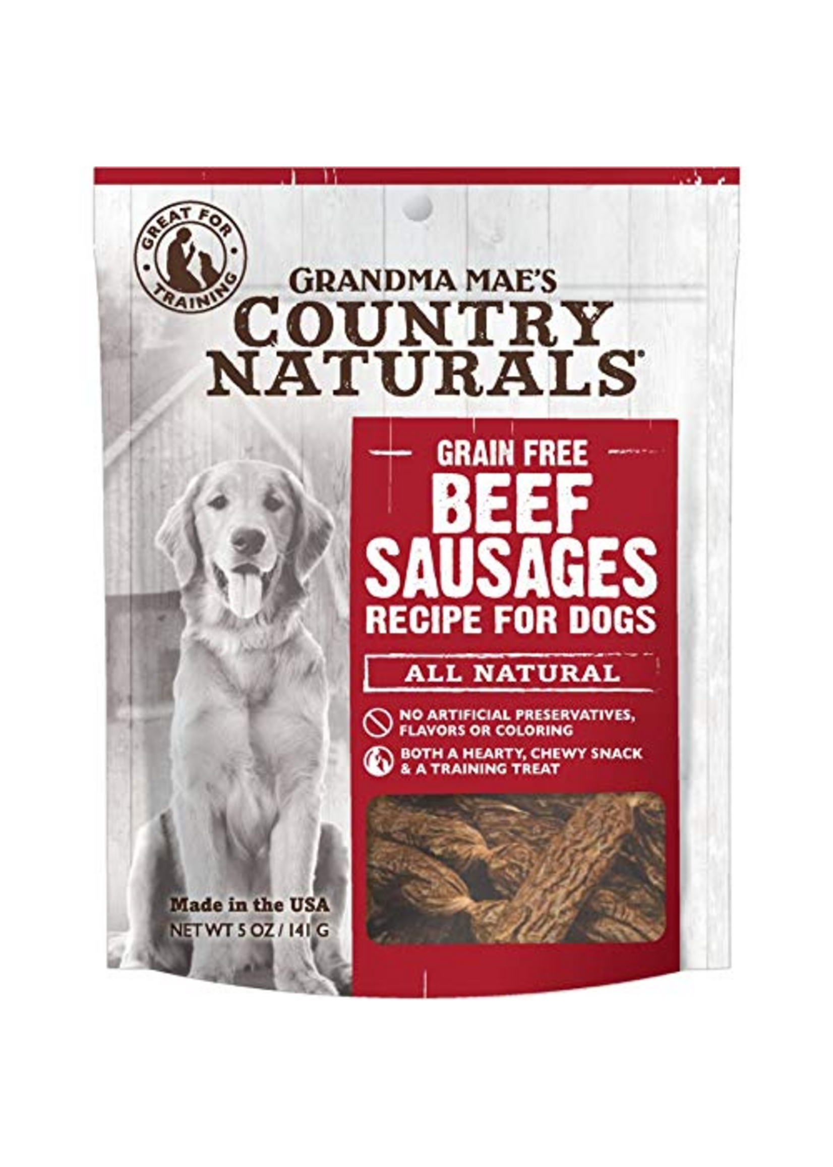Grandma Mae's Grandma Mae's Country Naturals Grain Free Beef Sausages Dog Treats 5 Oz