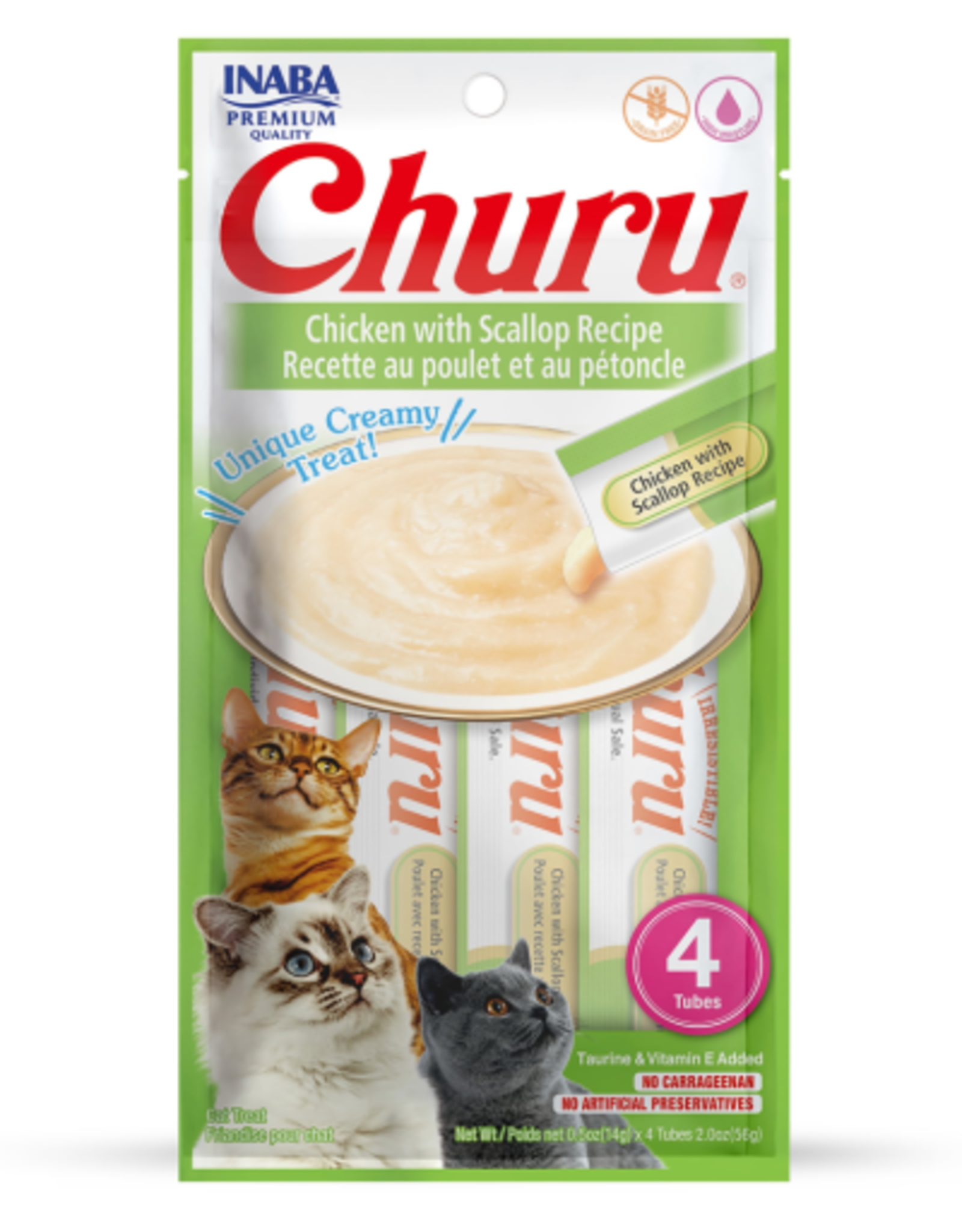 Inaba INABA Churu Creamy Cat Treat Chicken with Scallop 0.5 oz - 4 Tubes