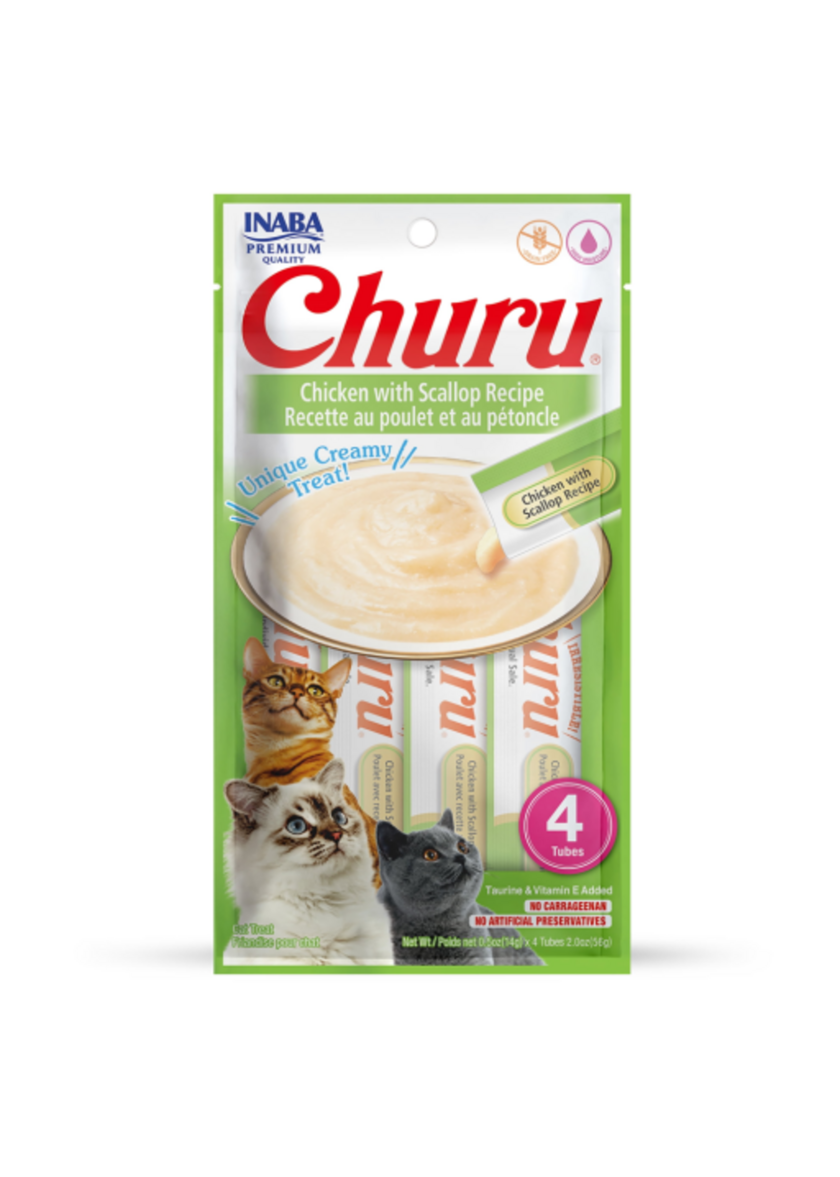 Inaba INABA Churu Creamy Cat Treat Chicken with Scallop 0.5 oz - 4 Tubes
