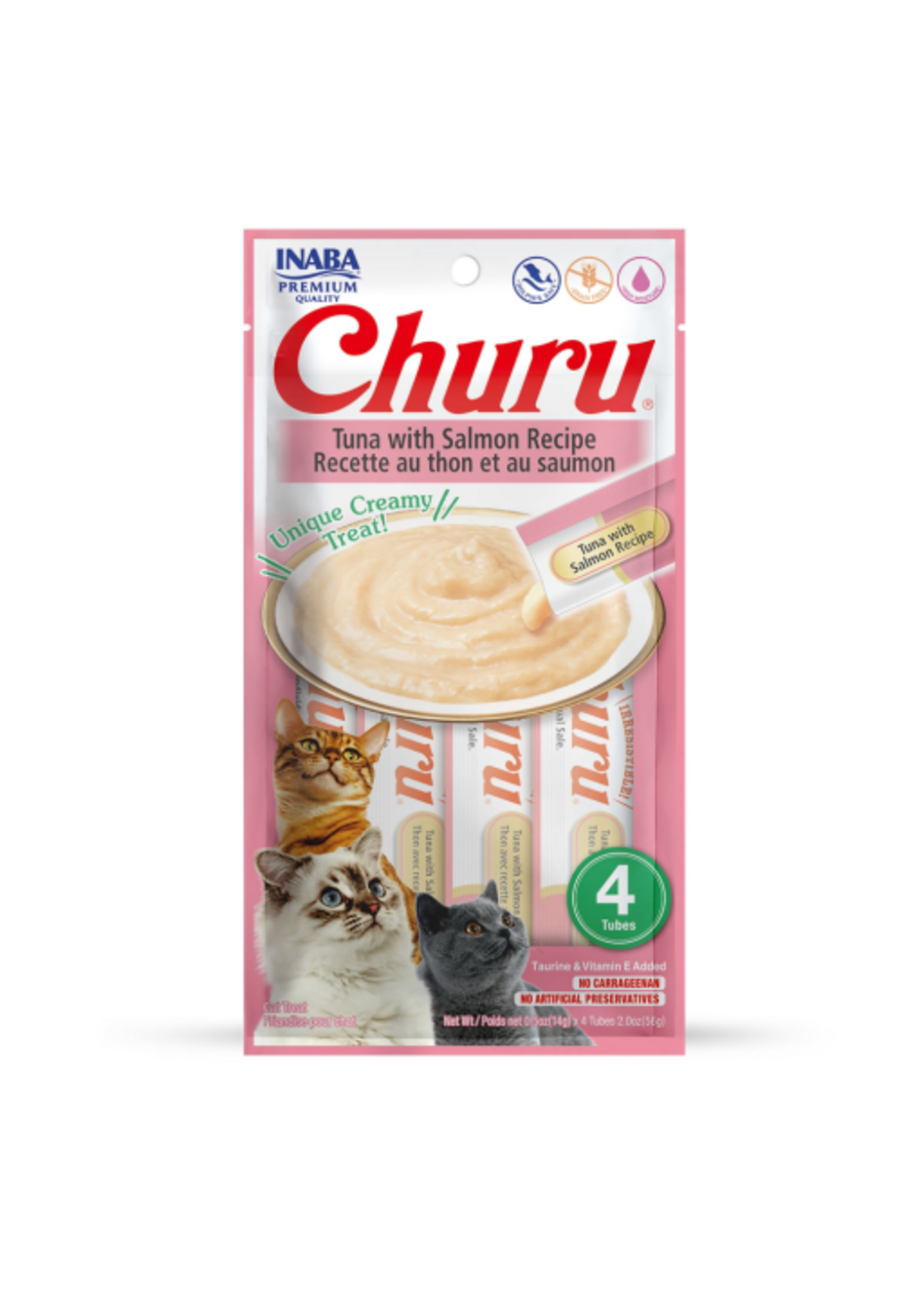 Inaba INABA Churu Creamy Cat Treat Tuna & Salmon 0.5 oz - 4 Tubes