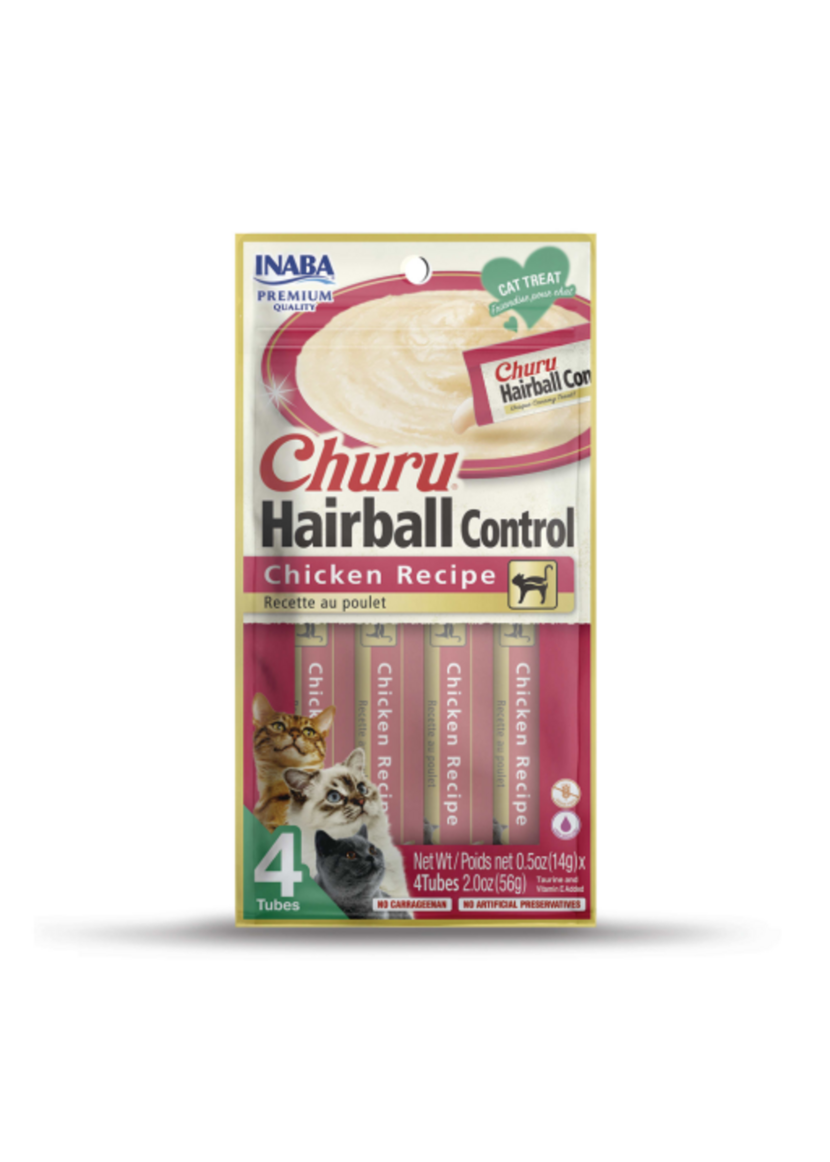 Inaba INABA Churu Hairball Purees Control Chicken Recipe Cat Treats 2 oz