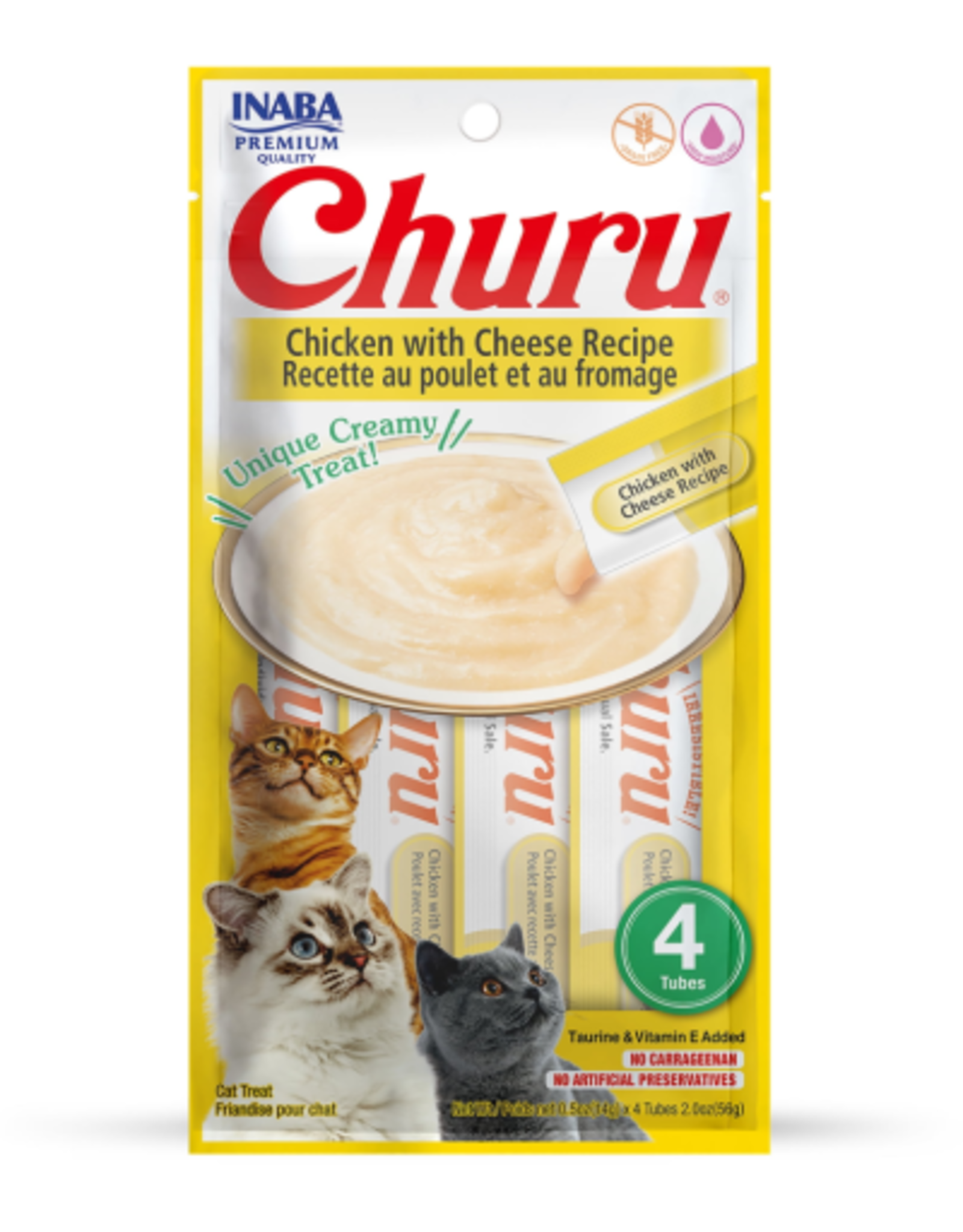 Inaba INABA Churu Creamy Cat Treat Chicken with Cheese 0.5 oz - 4 Tubes