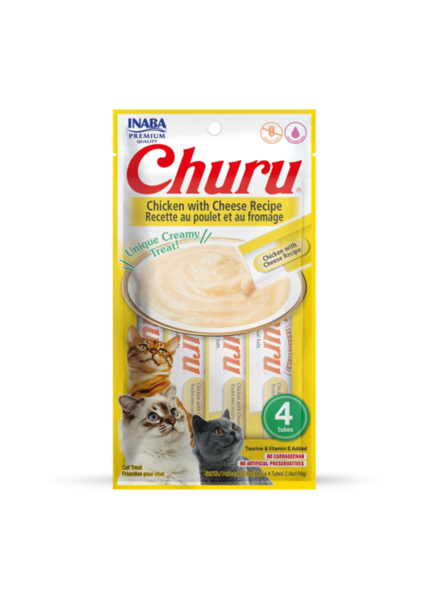 Inaba INABA Churu Creamy Cat Treat Chicken with Cheese 0.5 oz - 4 Tubes