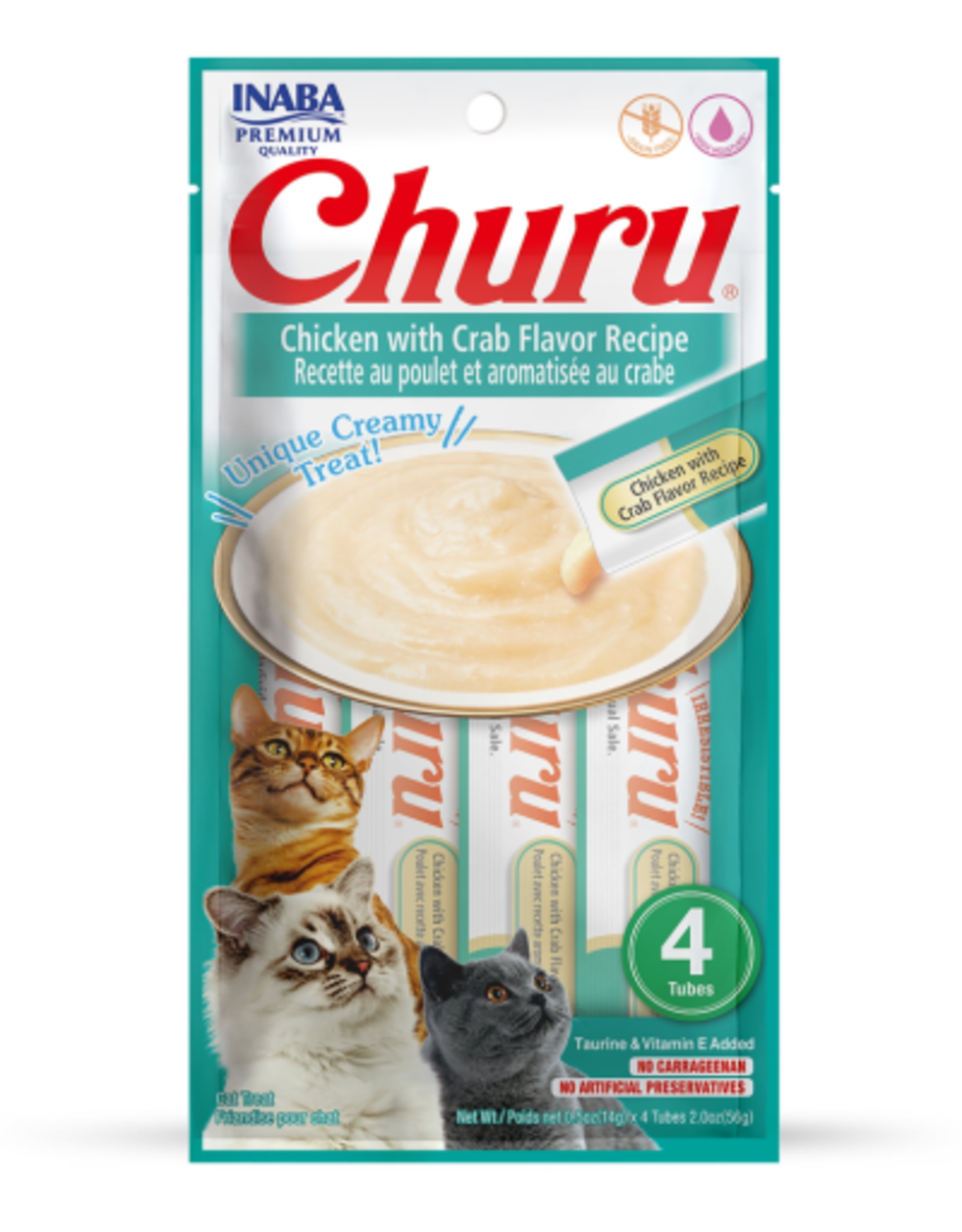 Inaba INABA Churu Creamy Cat Treat Chicken with Crab 0.5 oz - 4 Tubes