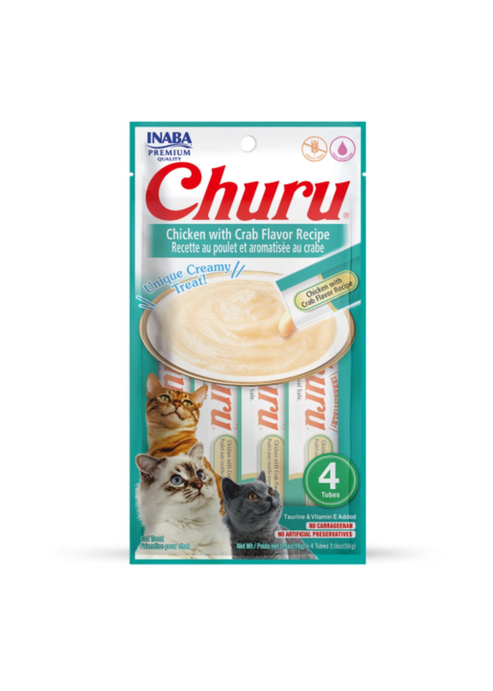 Inaba INABA Churu Creamy Cat Treat Chicken with Crab 0.5 oz - 4 Tubes
