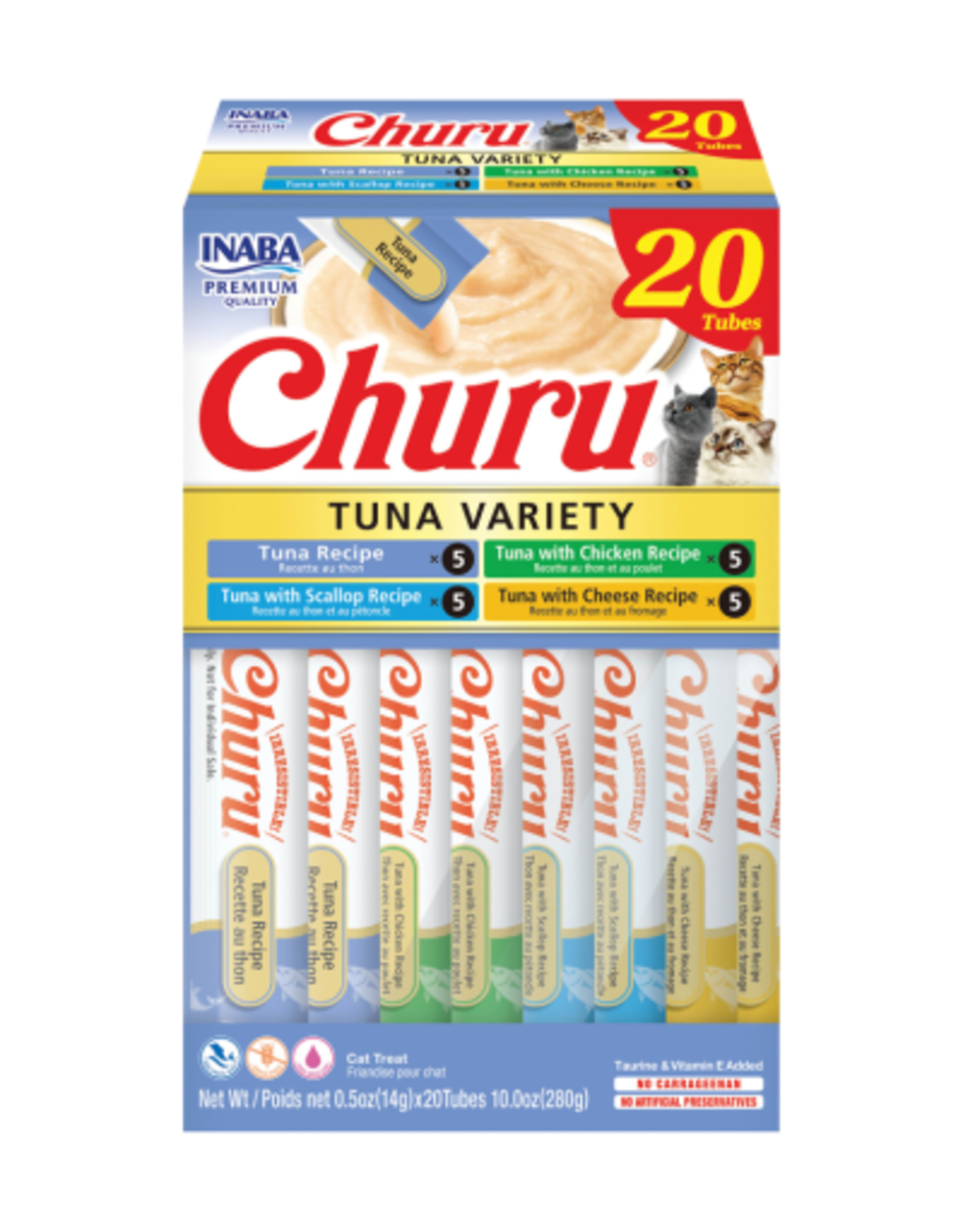 Inaba INABA Churu Creamy Cat Treat Tuna, Chicken, Scallop and Salmon Variety Box 10 oz - 20 Tubes