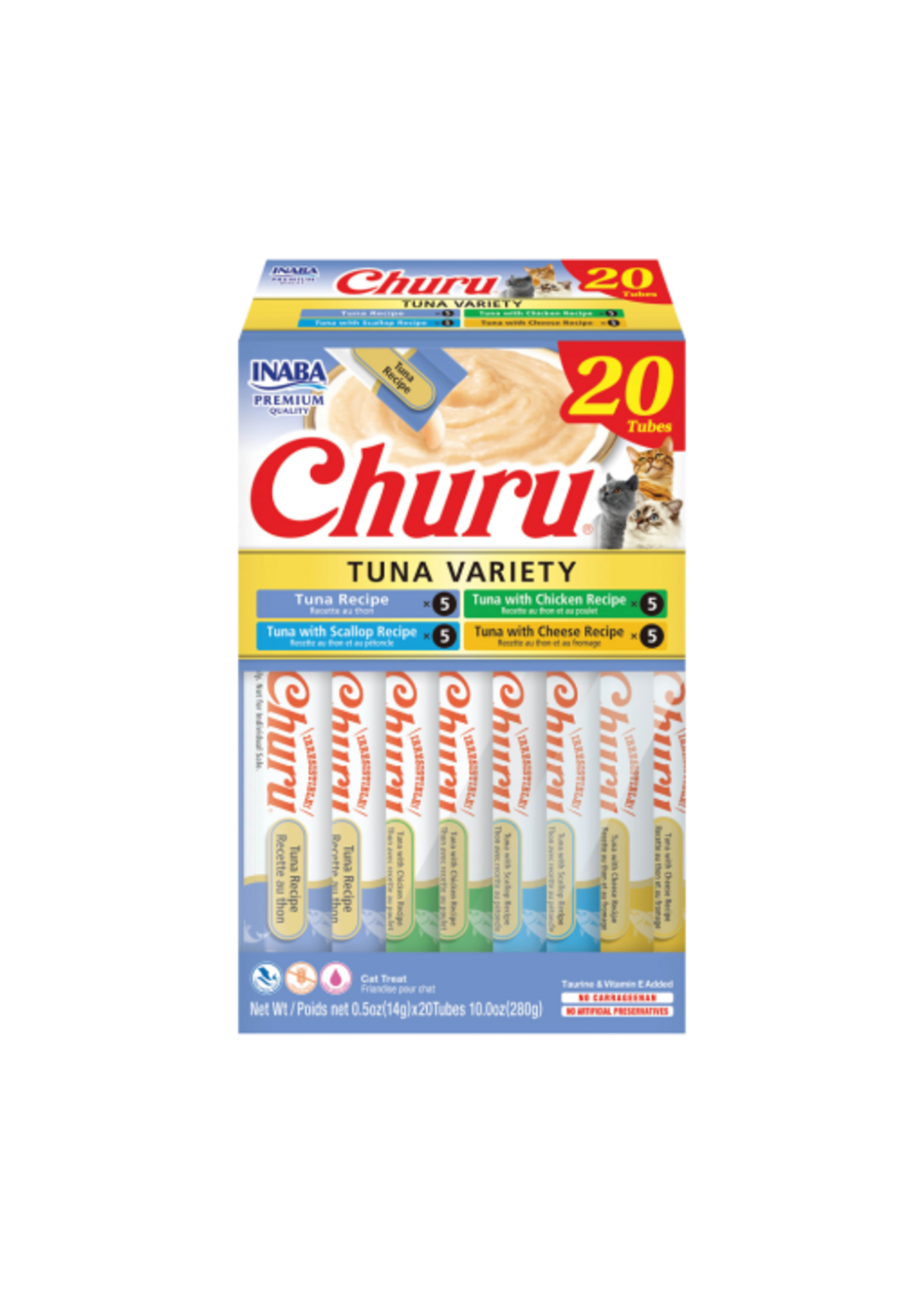 Inaba INABA Churu Creamy Cat Treat Tuna, Chicken, Scallop and Salmon Variety Box 10 oz - 20 Tubes