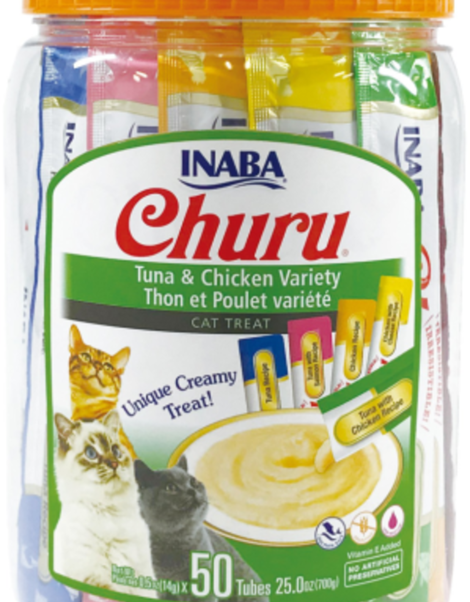 Inaba INABA Churu Creamy Cat Treats Tuna & Chicken Variety Tub 0.5 oz - 50 Tubes