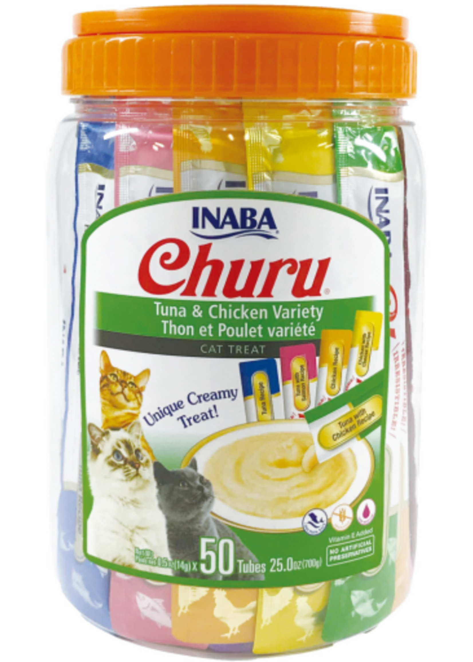 Inaba INABA Churu Creamy Cat Treats Tuna & Chicken Variety Tub 0.5 oz - 50 Tubes