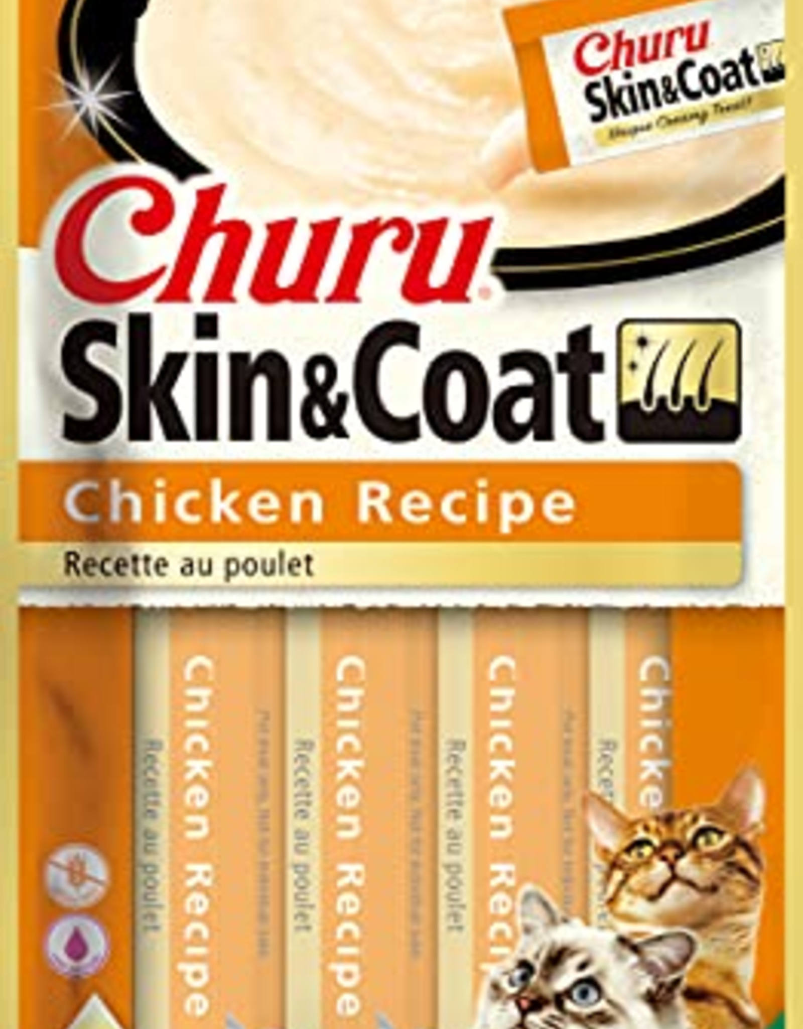 Inaba INABA Churu Skin & Coat Wet Cat Treat Chicken Recipe - 4 Tubes