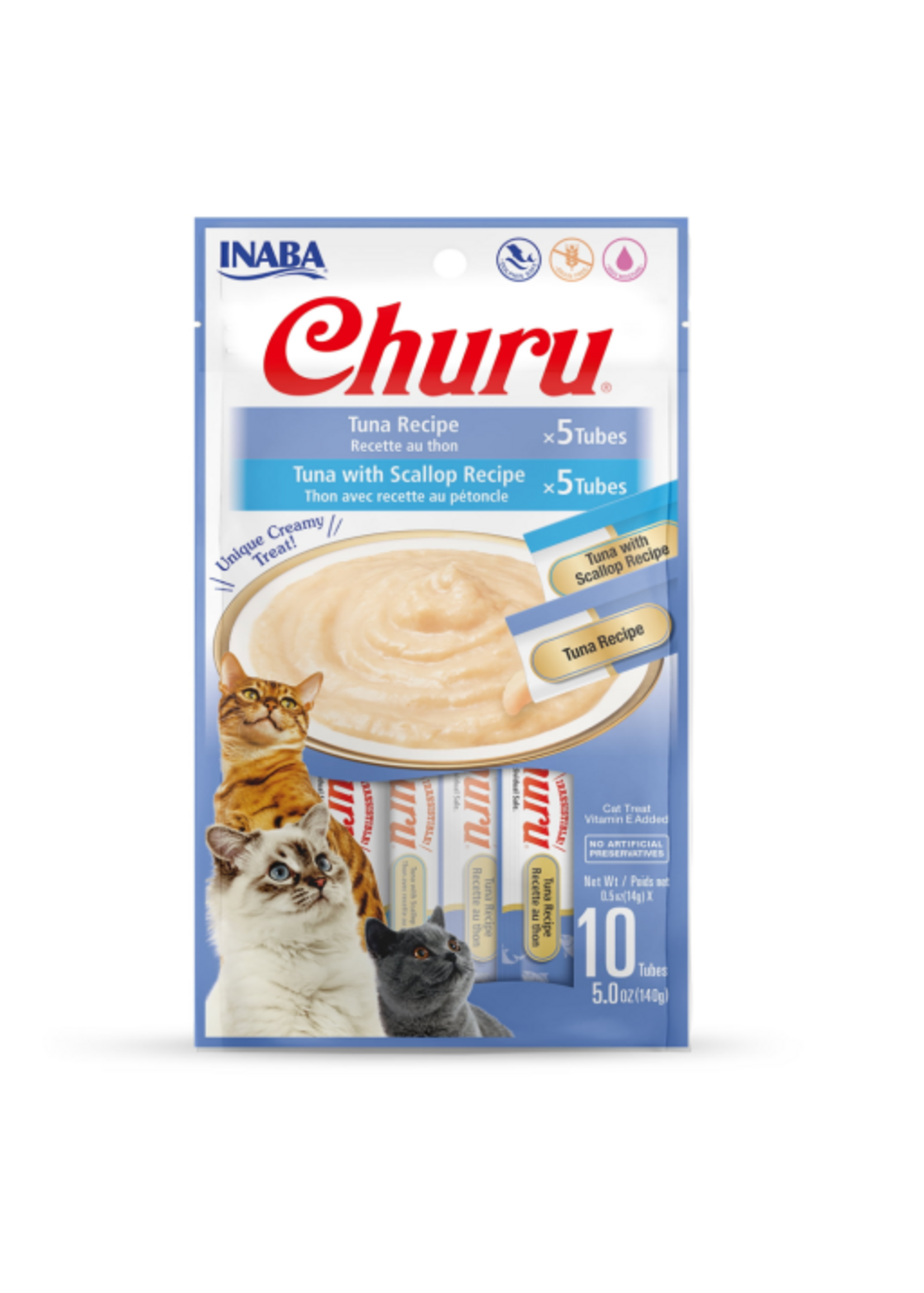 Inaba INABA Churu Creamy Cat Treat Tuna Recipe 0.5 oz - 4 Tubes