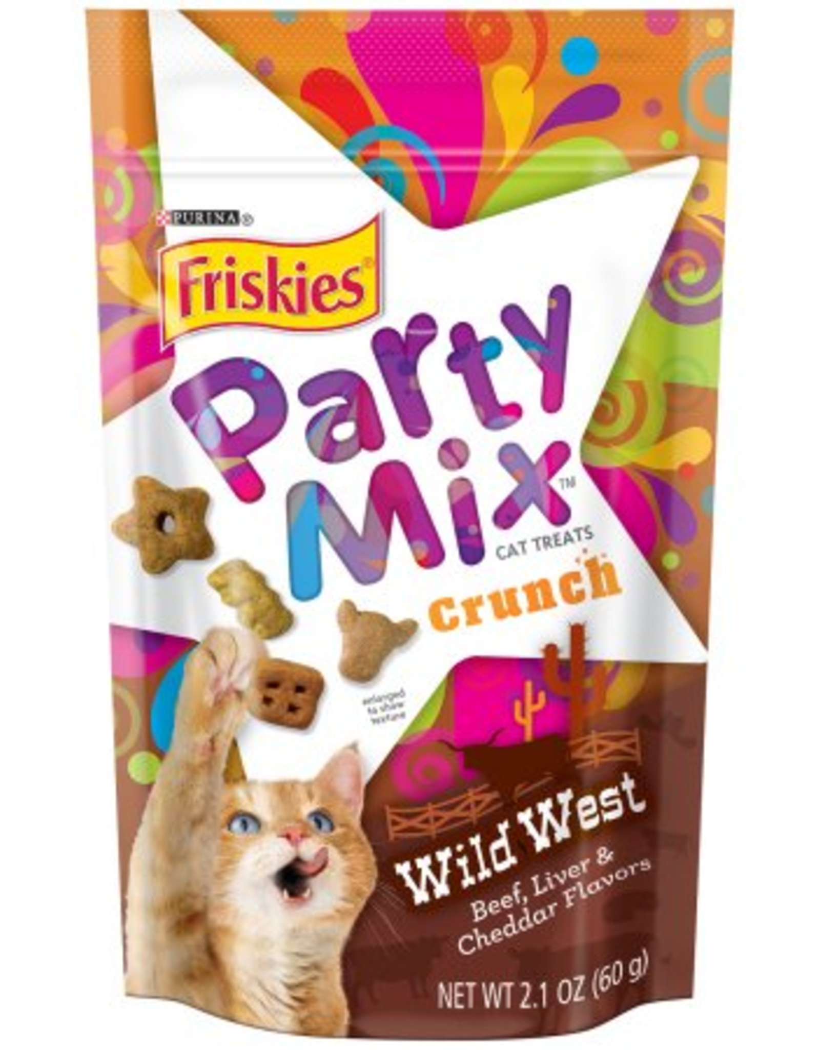 Friskies Purina Friskies Cat Treats Party Mix Wild West Crunch Beef Liver & Cheddar 2.1 oz