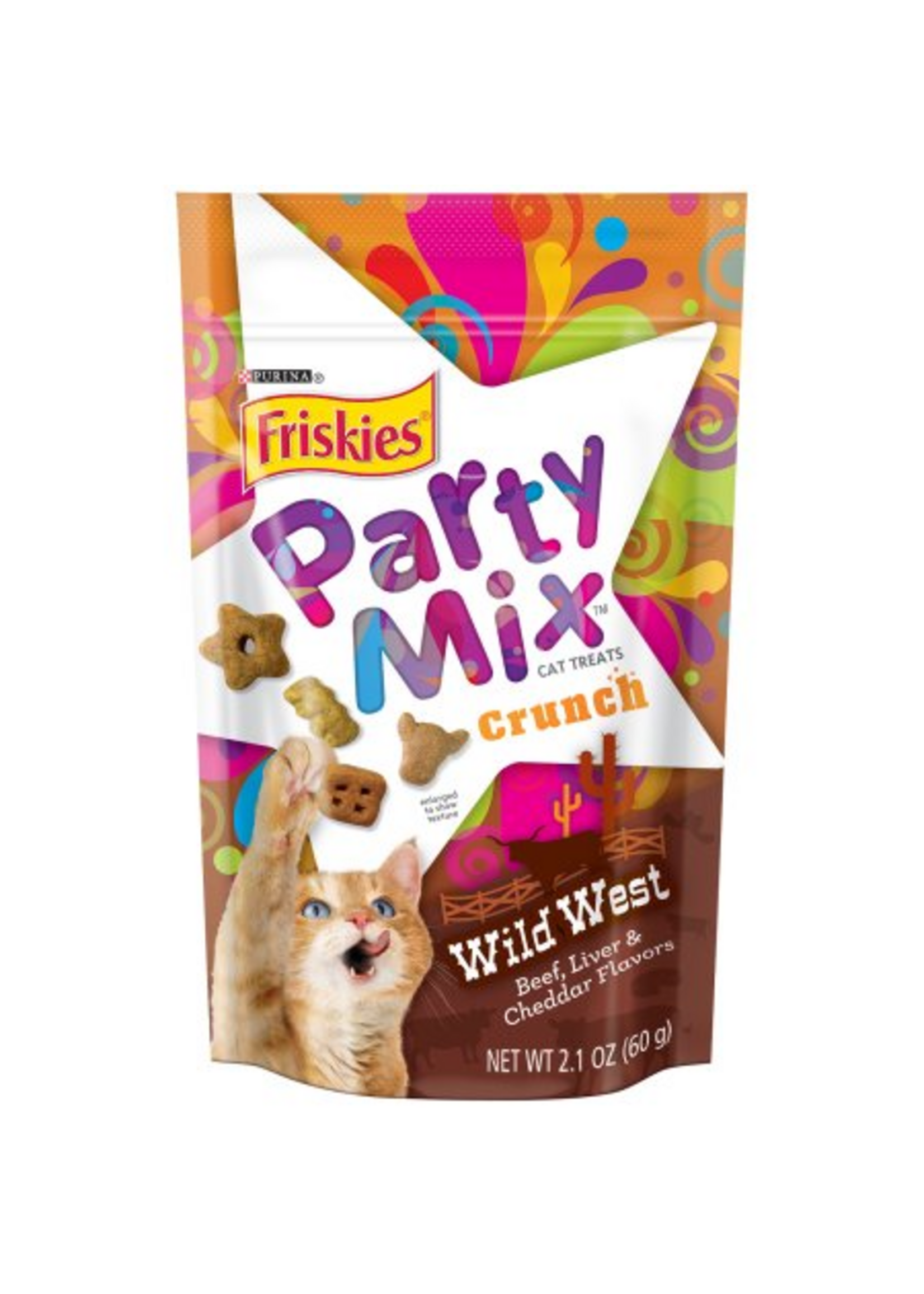 Friskies Purina Friskies Cat Treats Party Mix Wild West Crunch Beef Liver & Cheddar 2.1 oz