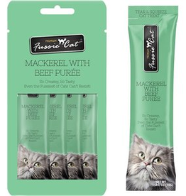 Fussie Cat Fussie Cat Mackerel & Beef Puree Lickable Cat Treats 2 oz Pouch
