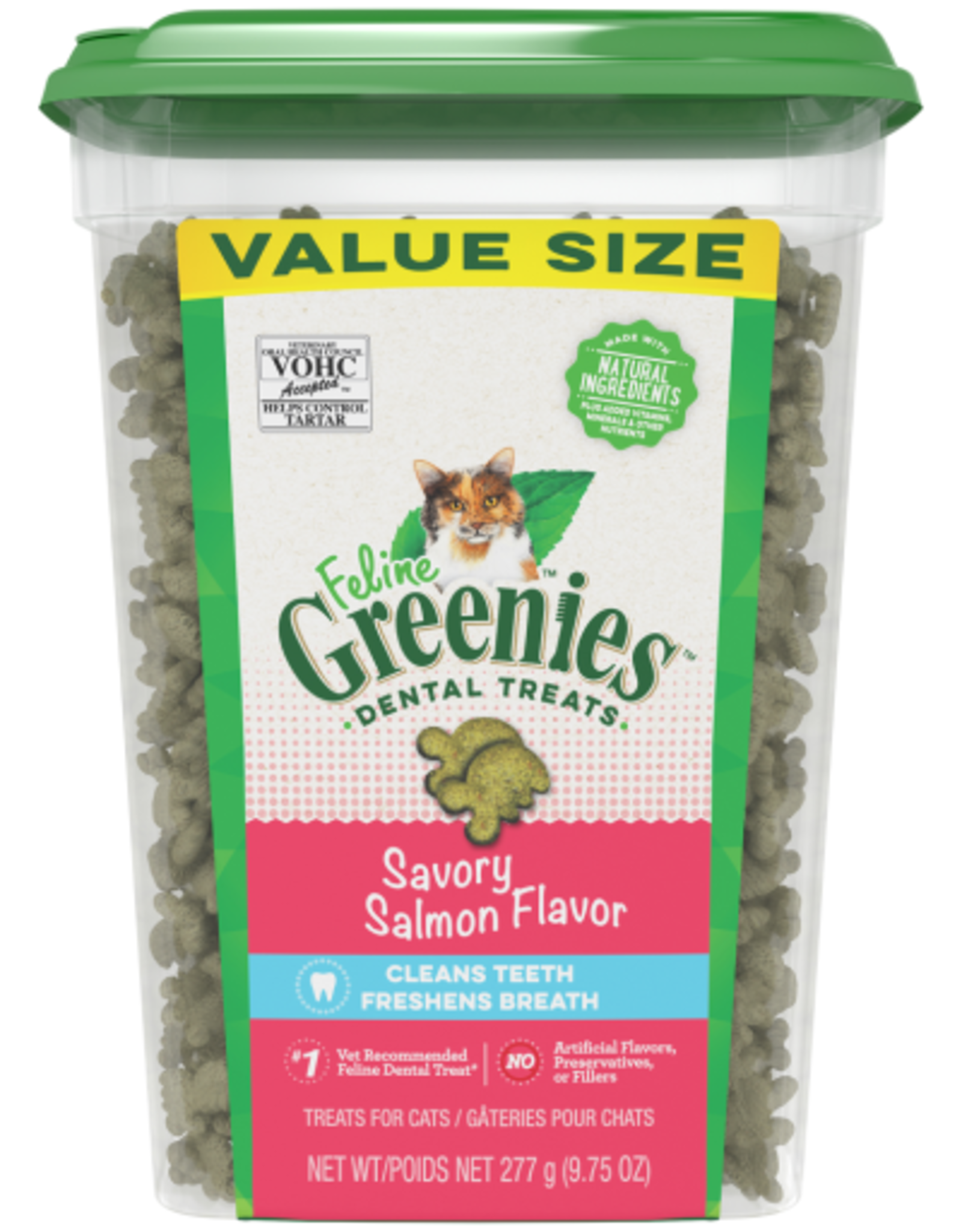 GREENIES GREENIES FELINE DENTAL SAVORY SALMON TREAT TUB 9.7OZ