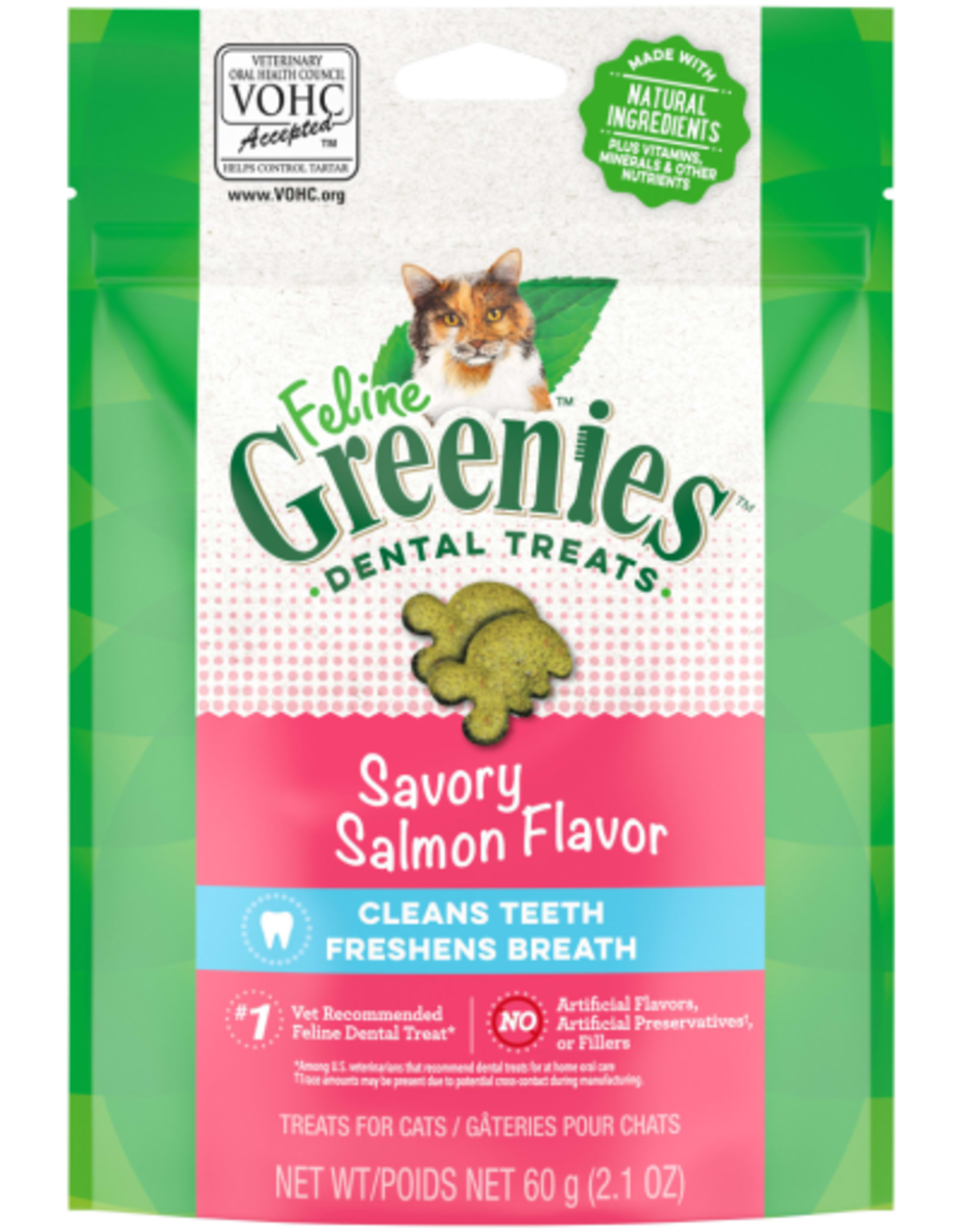 GREENIES GREENIES FELINE DENTAL SAVORY SALMON TREAT 2.1OZ